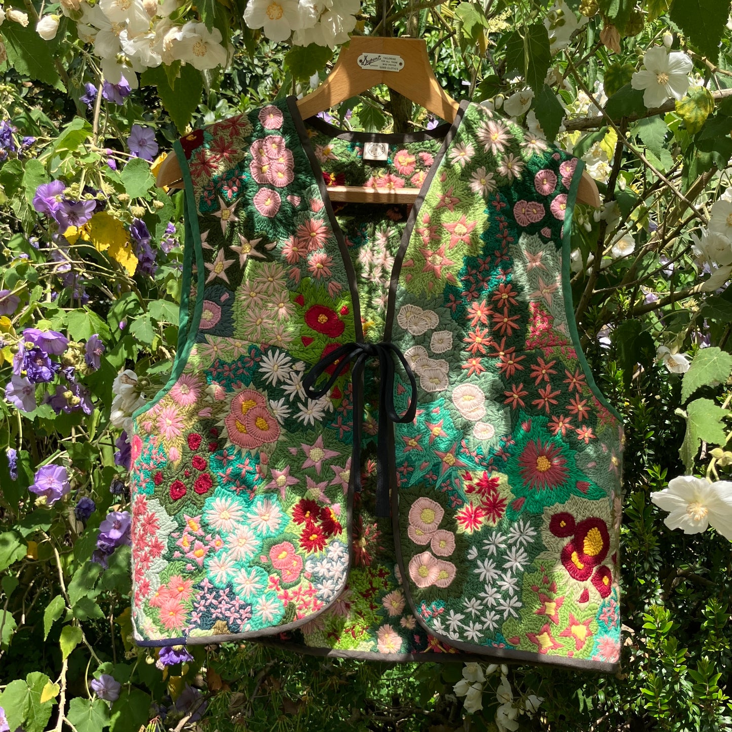 Floral embroidered tapestry vest