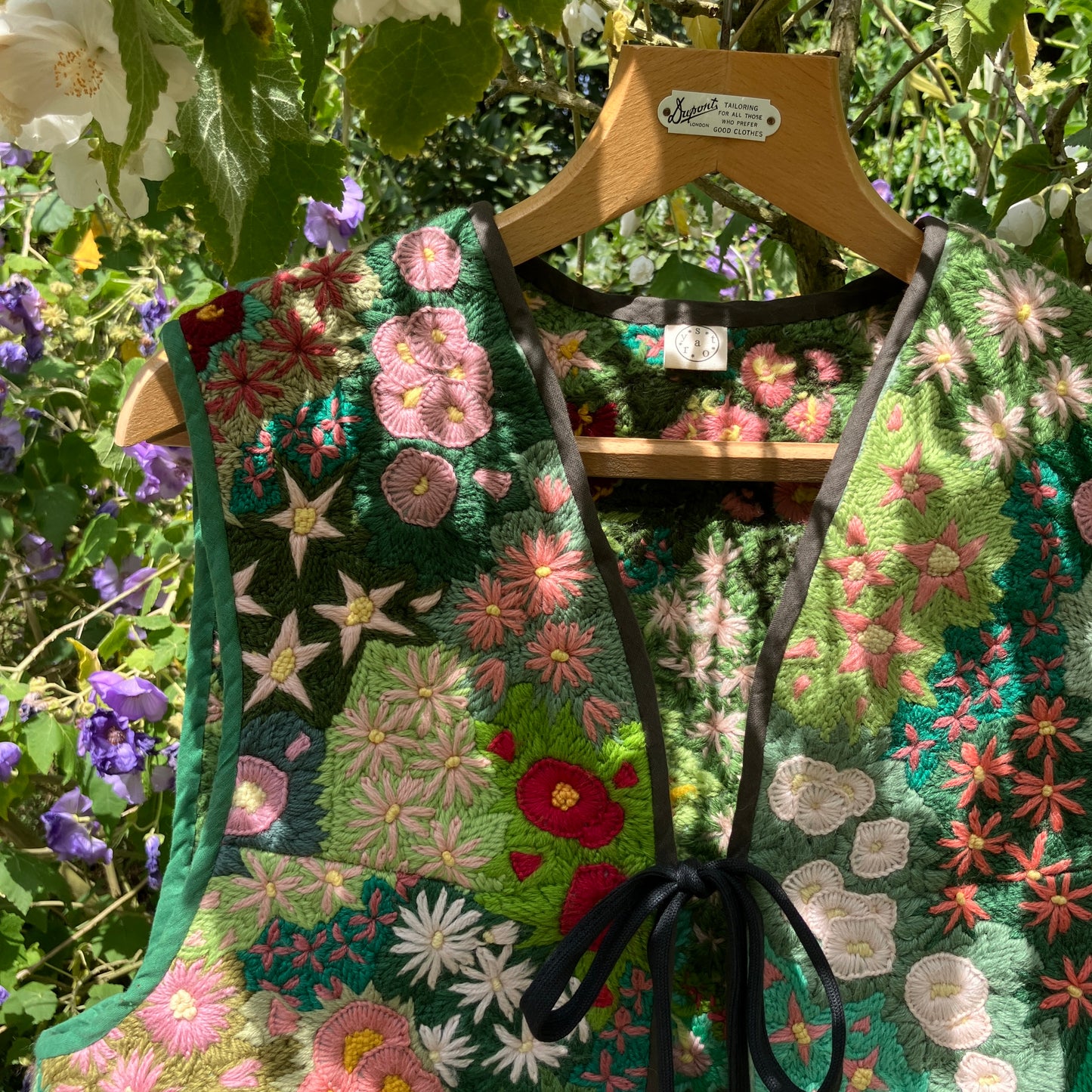 Floral embroidered tapestry vest