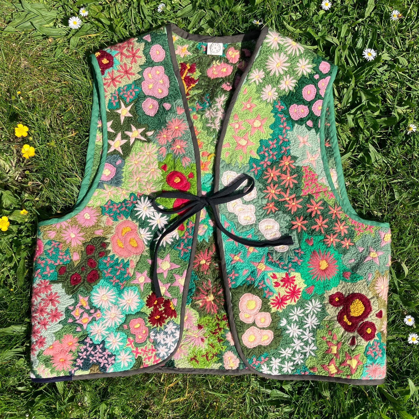 Floral embroidered tapestry vest