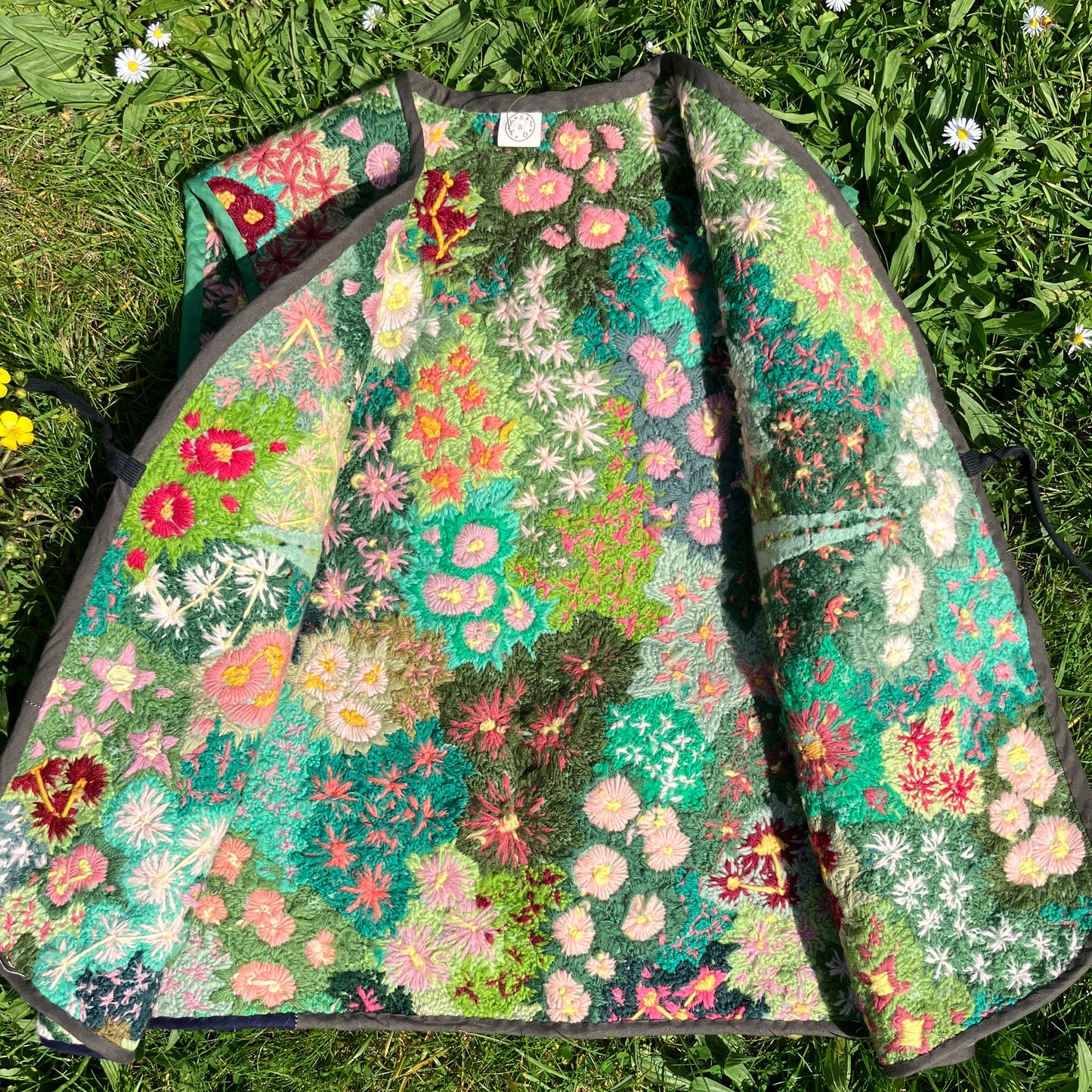 Floral embroidered tapestry vest