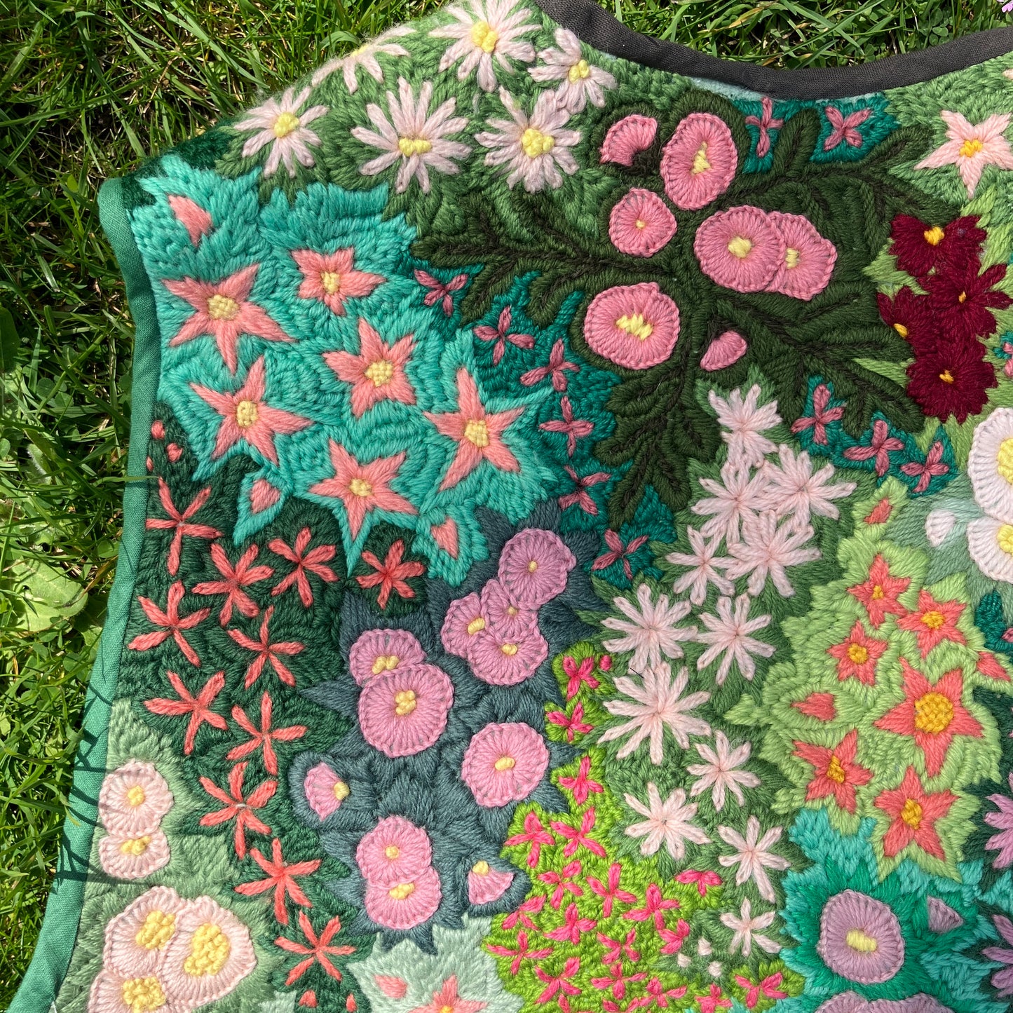 Floral embroidered tapestry vest