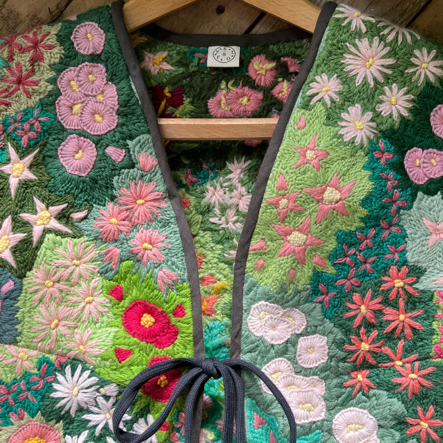 Floral embroidered tapestry vest