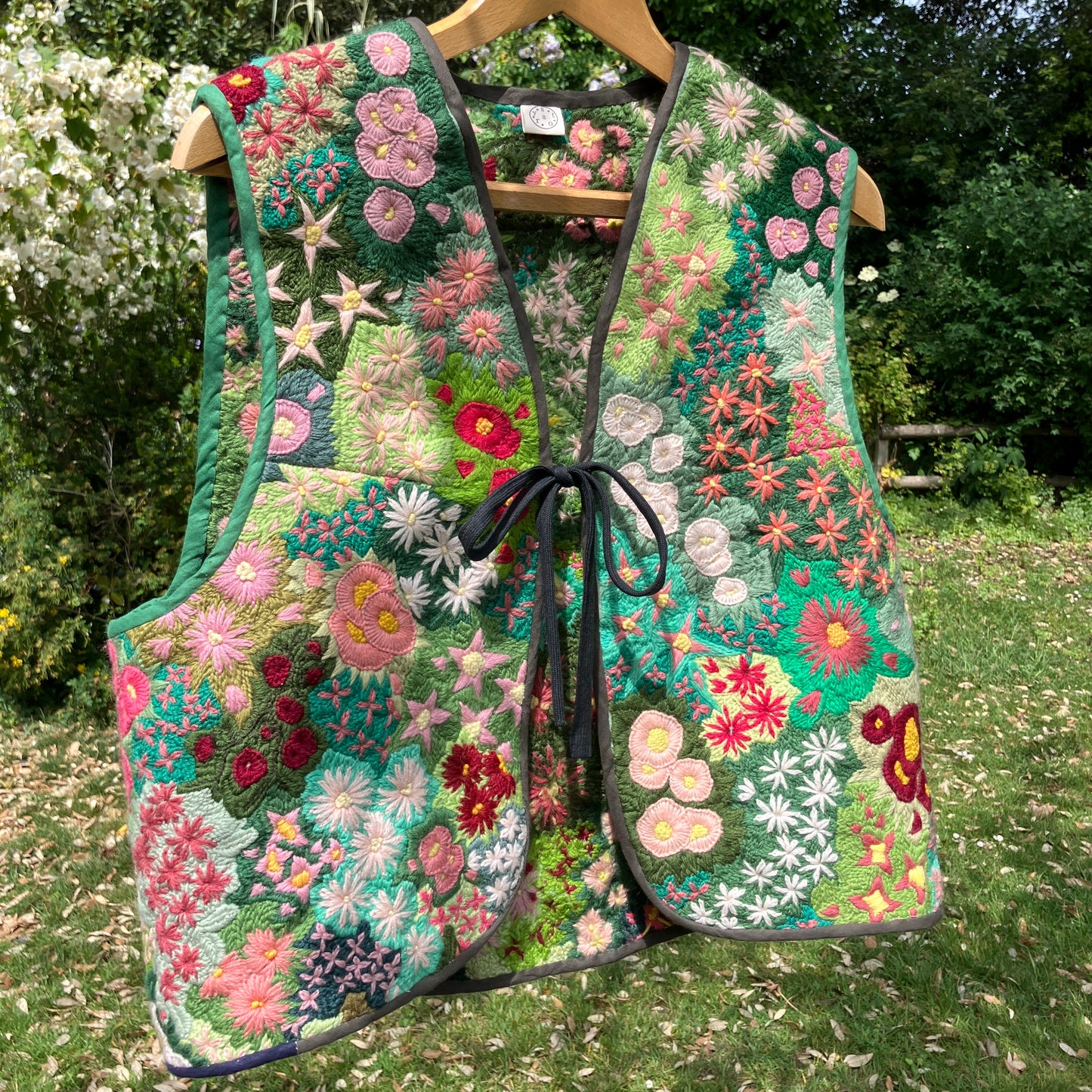 Floral embroidered tapestry vest