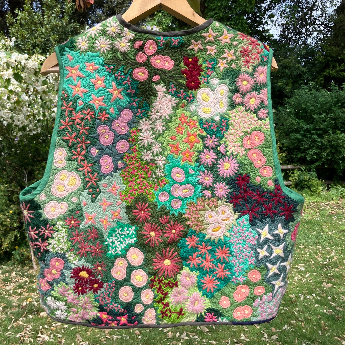 Floral embroidered tapestry vest