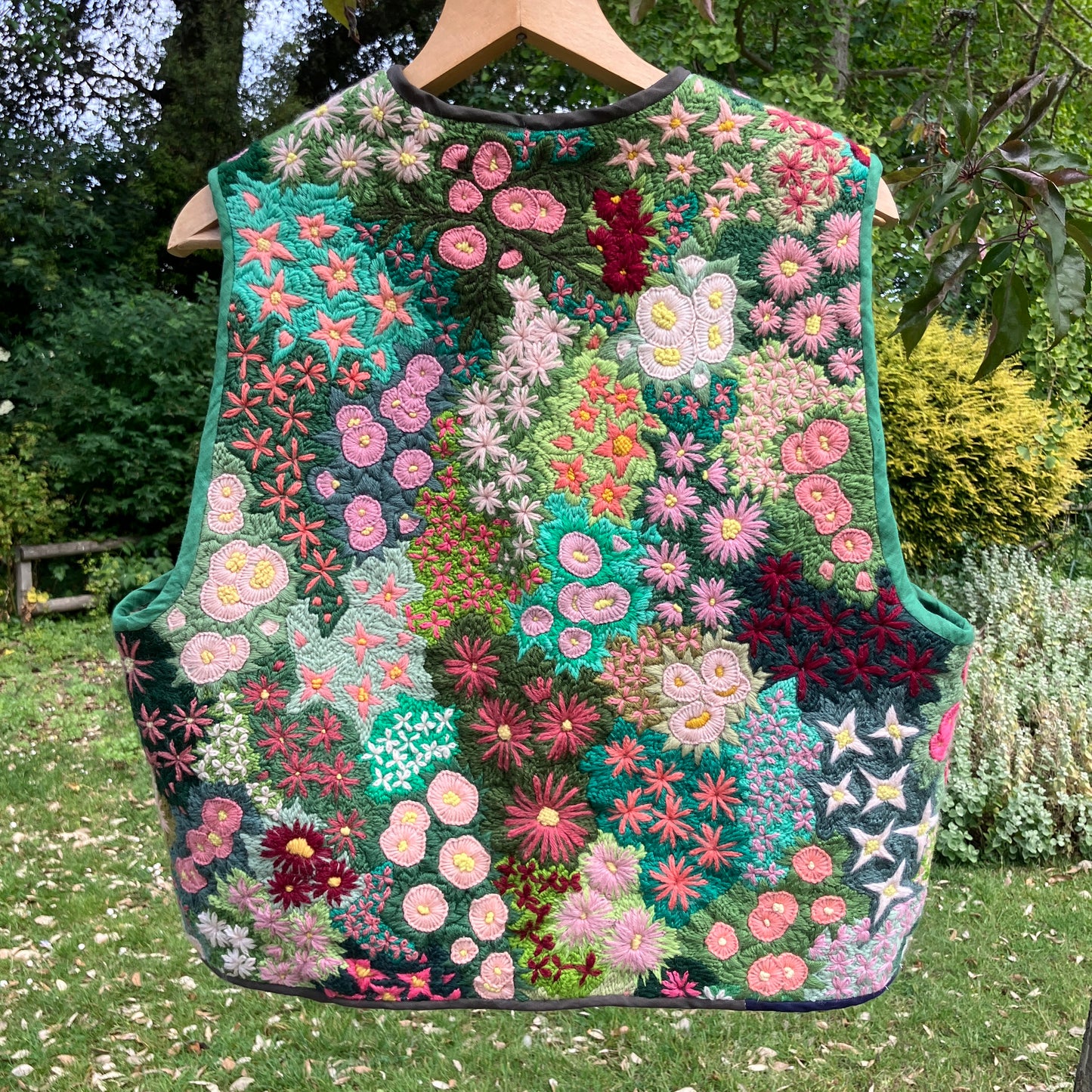 Floral embroidered tapestry vest