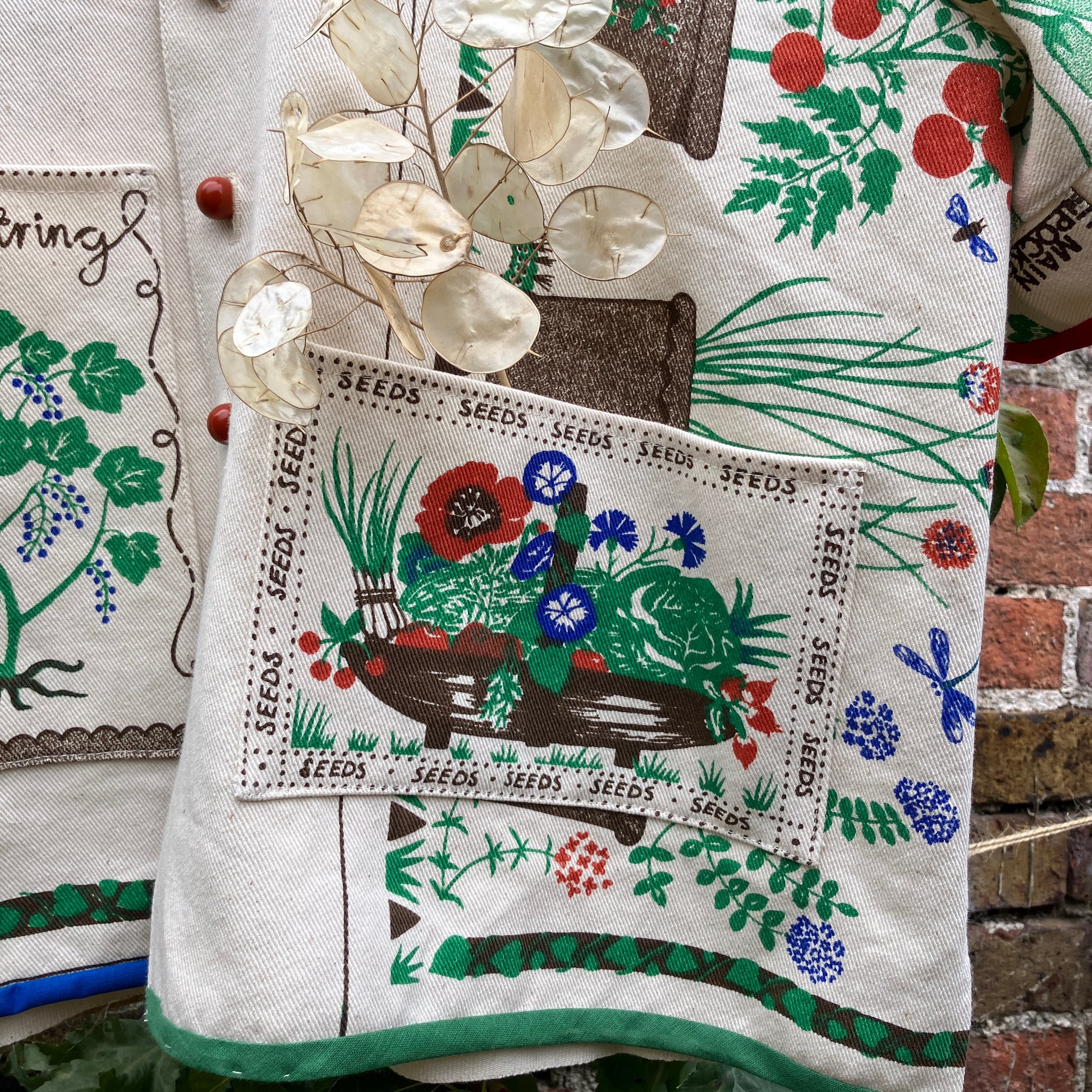 shirt made from  vintage Clothkits gardening themed fabric