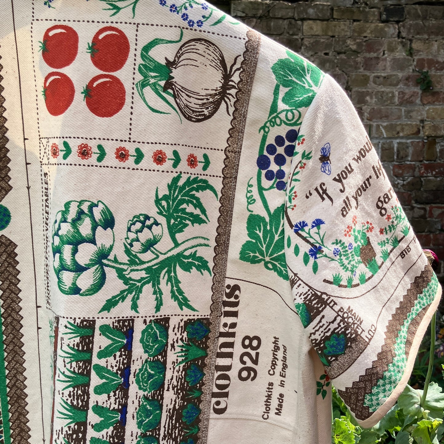 shirt made from  vintage Clothkits gardening themed fabric