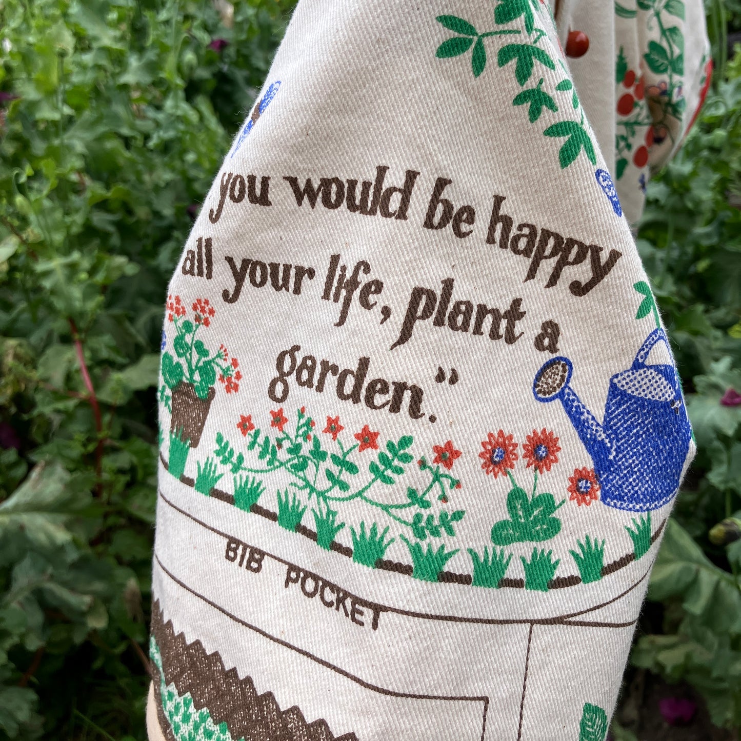 shirt made from  vintage Clothkits gardening themed fabric