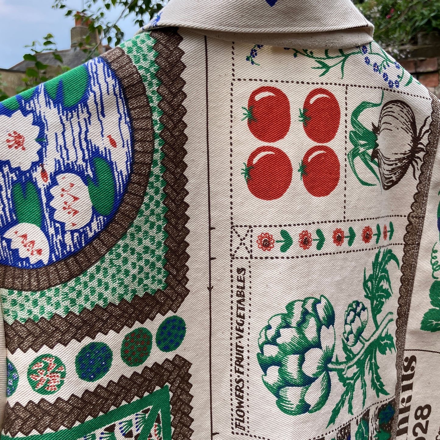 shirt made from  vintage Clothkits gardening themed fabric