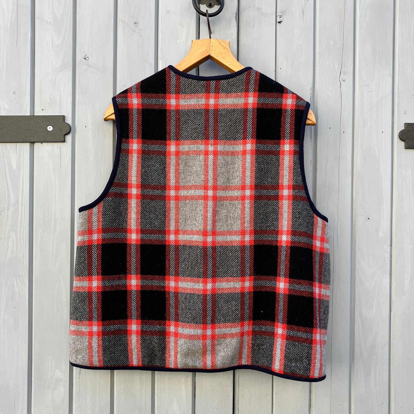 waistcoat/vest made from an upcycled vintage plaid wool blanket