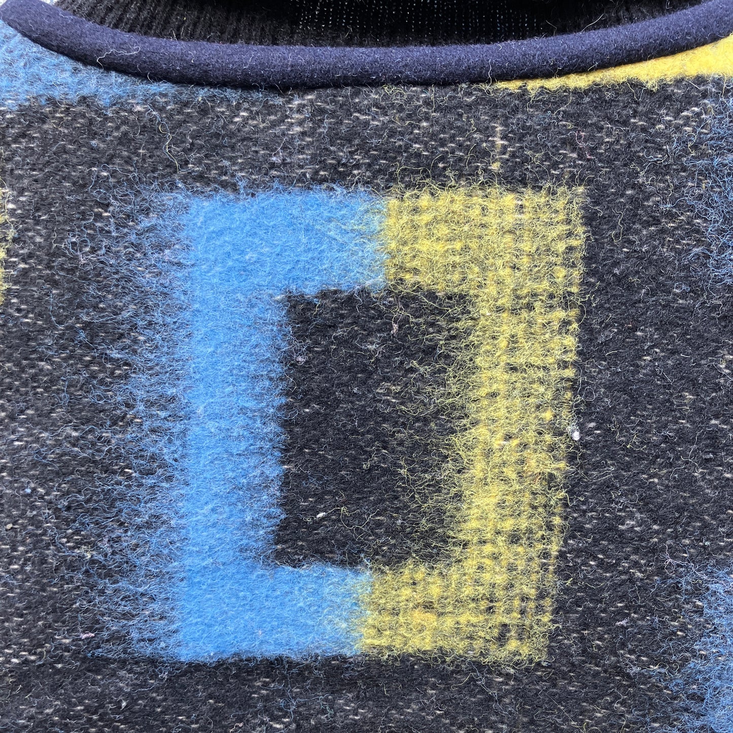 cosy vest made from a geometric vintage wool recycled blanket