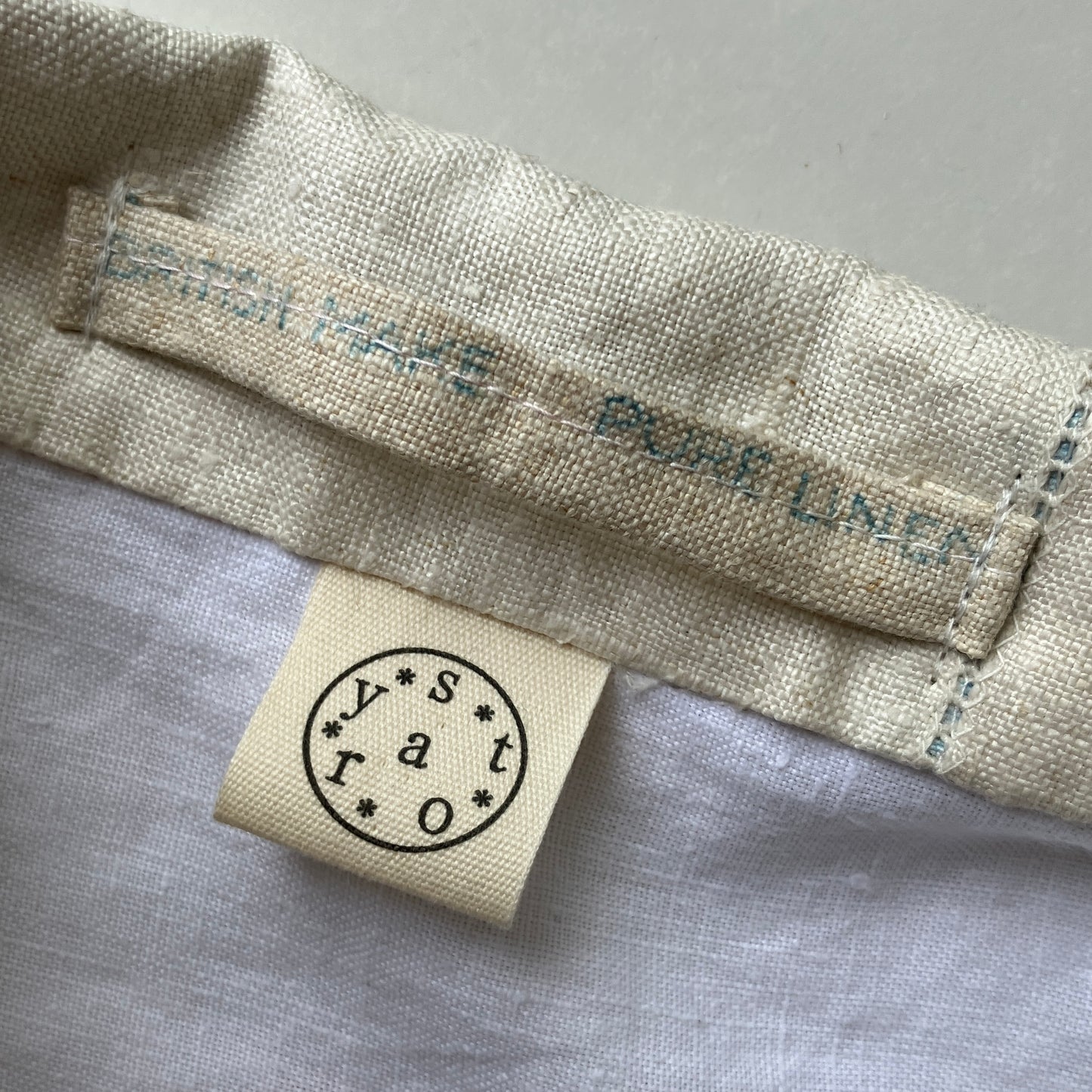 shirt made from bird-themed vintage embroidered recycled tablecloths