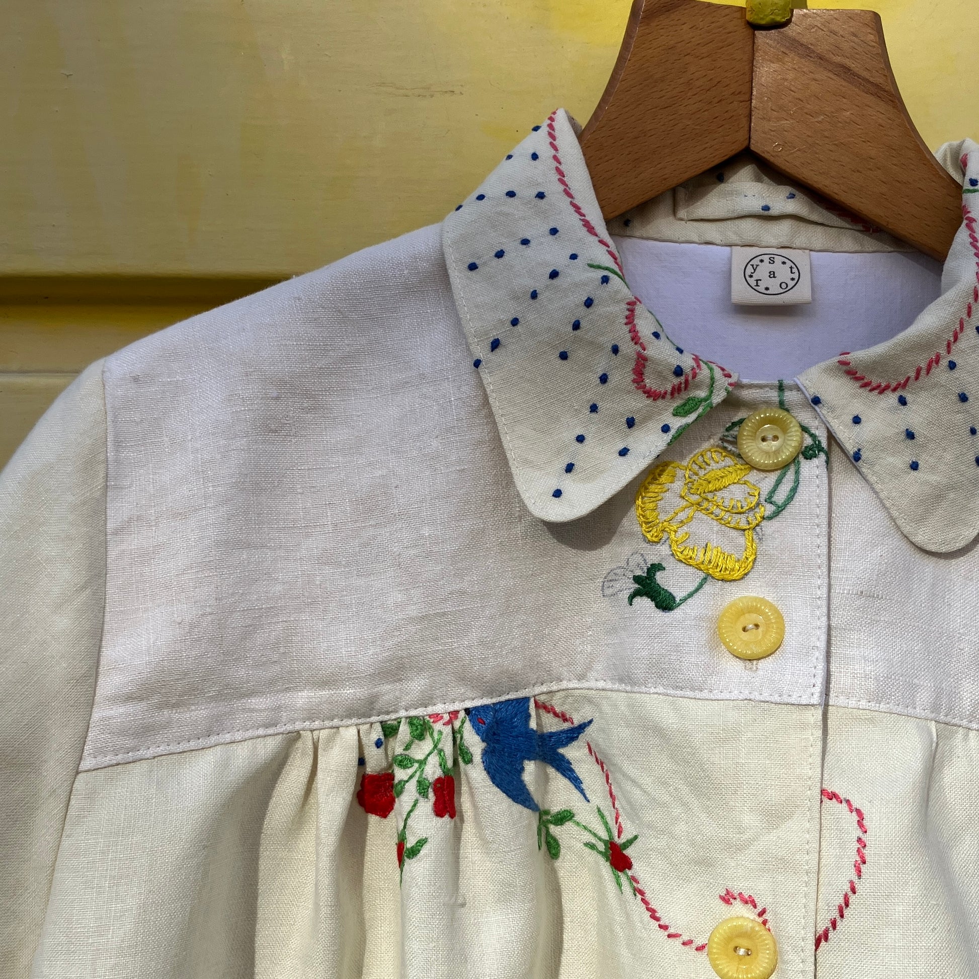 linen shirt made from vintage embroidered tablecloths
