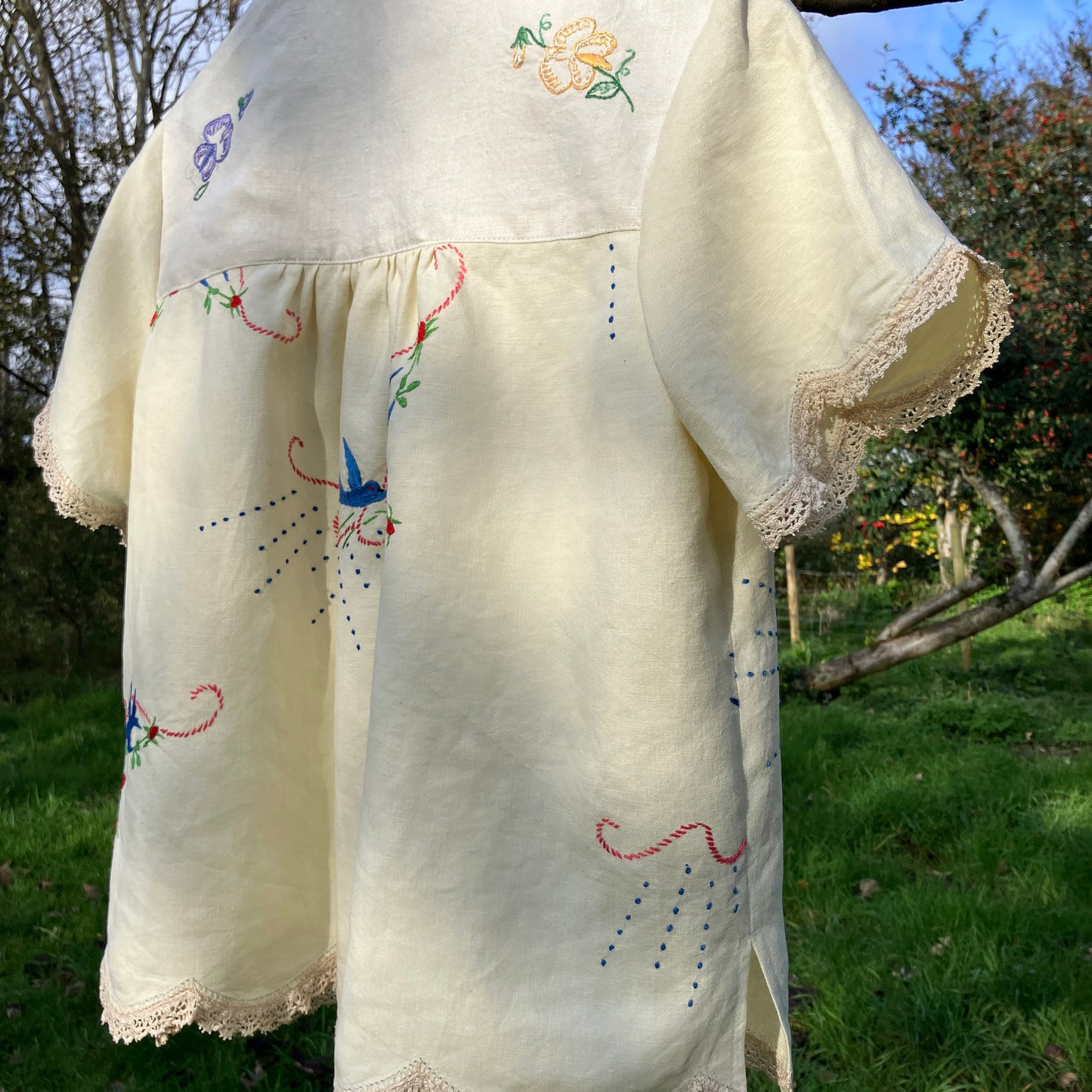 linen shirt made from vintage embroidered tablecloths