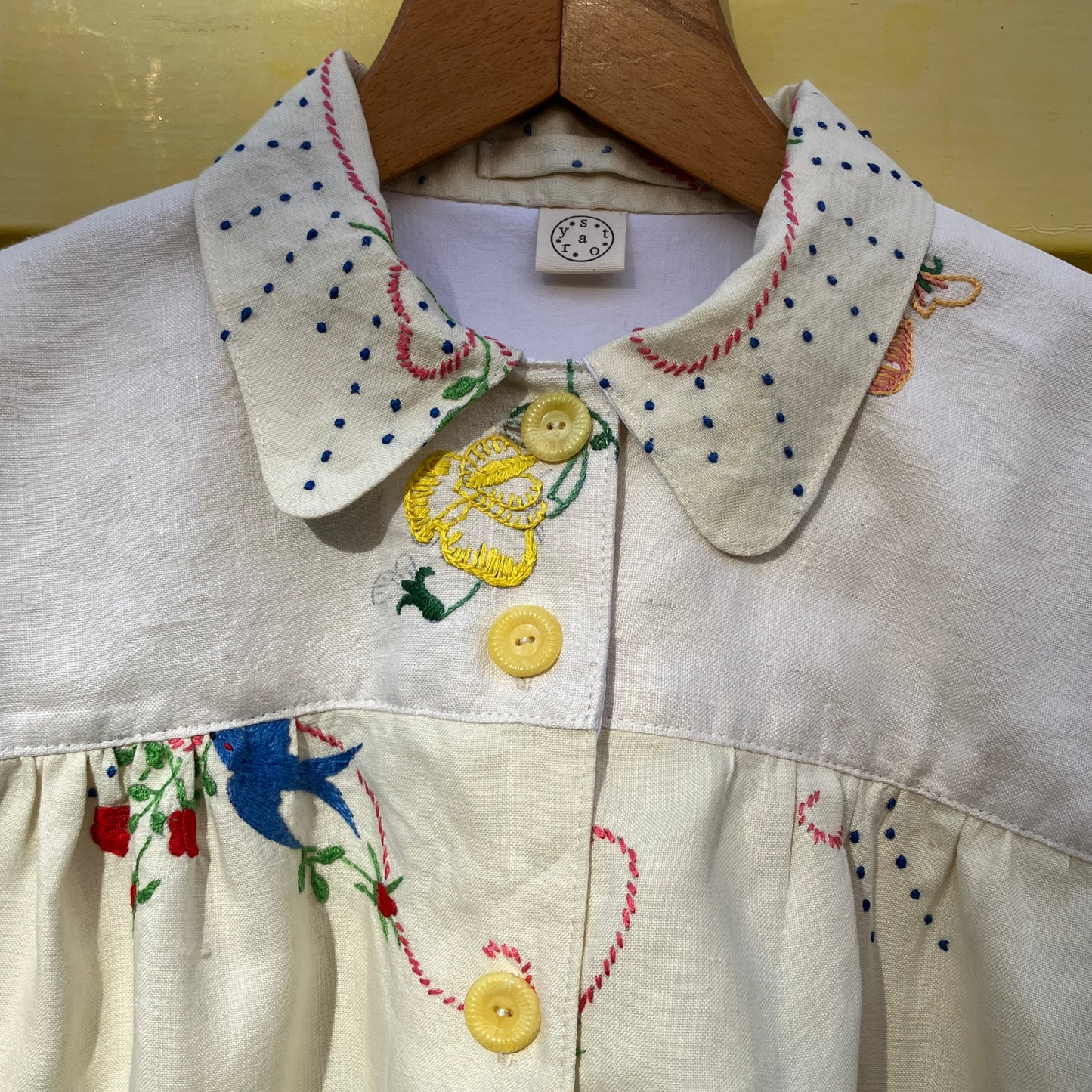 linen shirt made from vintage embroidered tablecloths