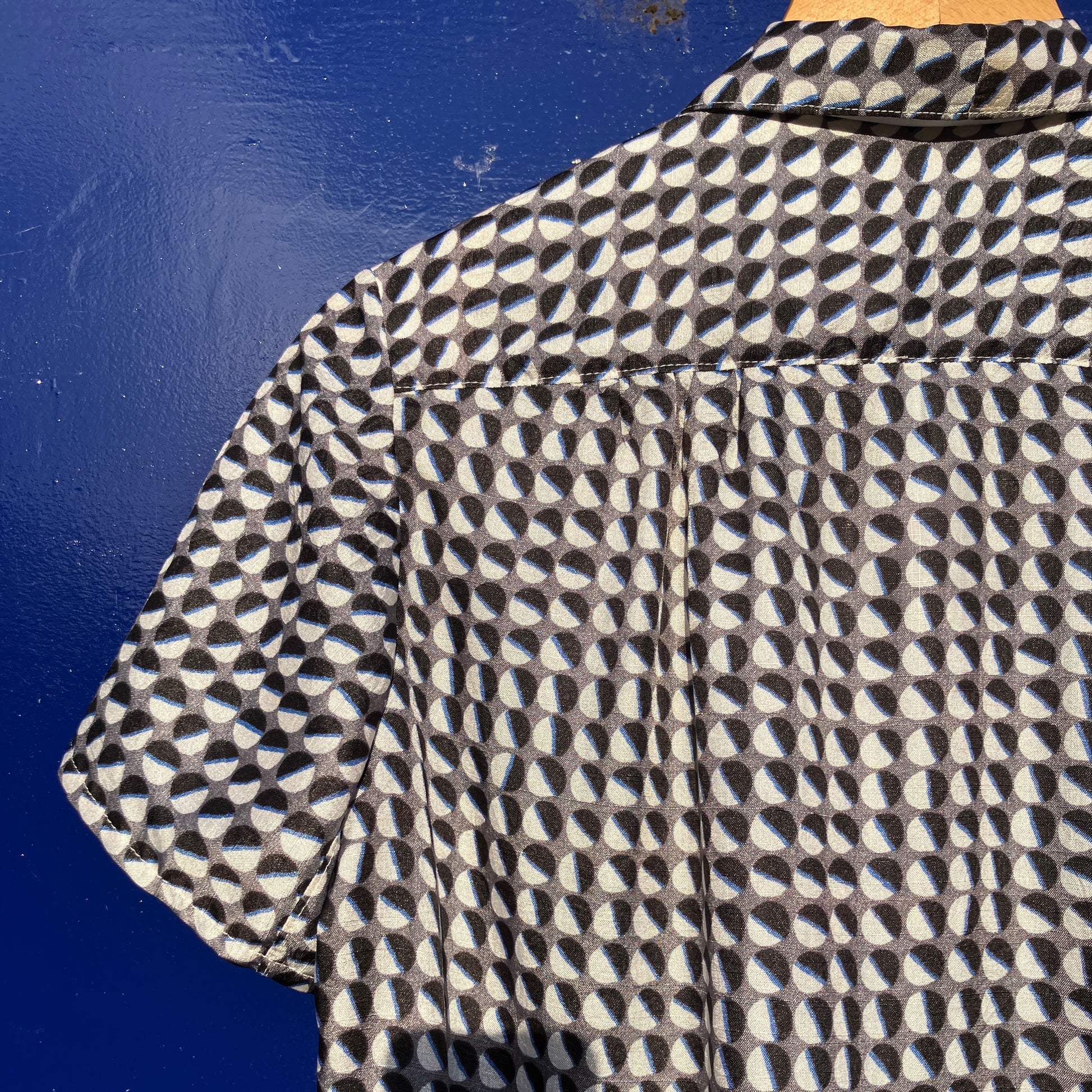 Geometric-print shirt made from reclaimed vintage fabric