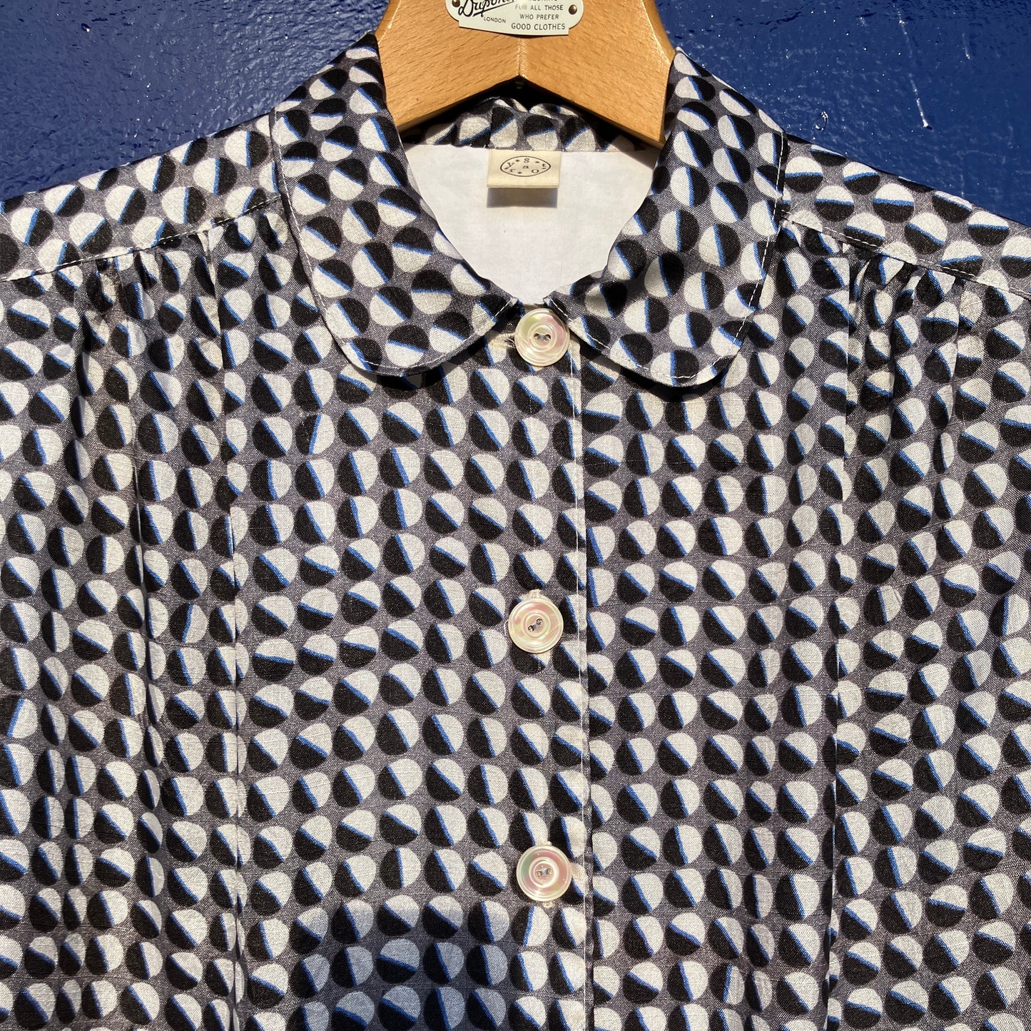 Geometric-print shirt made from reclaimed vintage fabric
