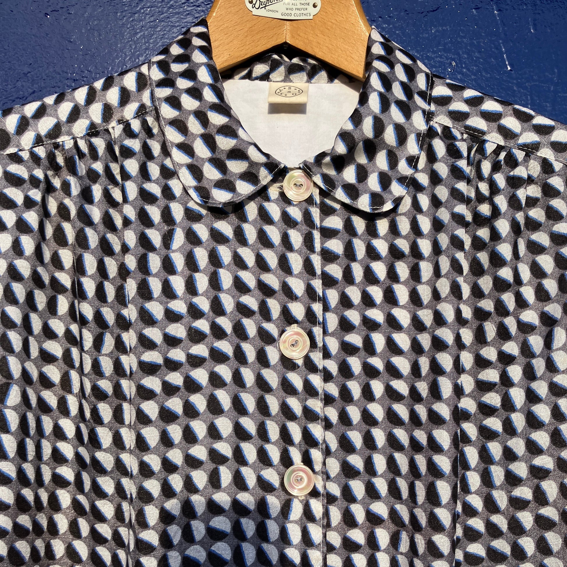 Geometric-print shirt made from reclaimed vintage fabric