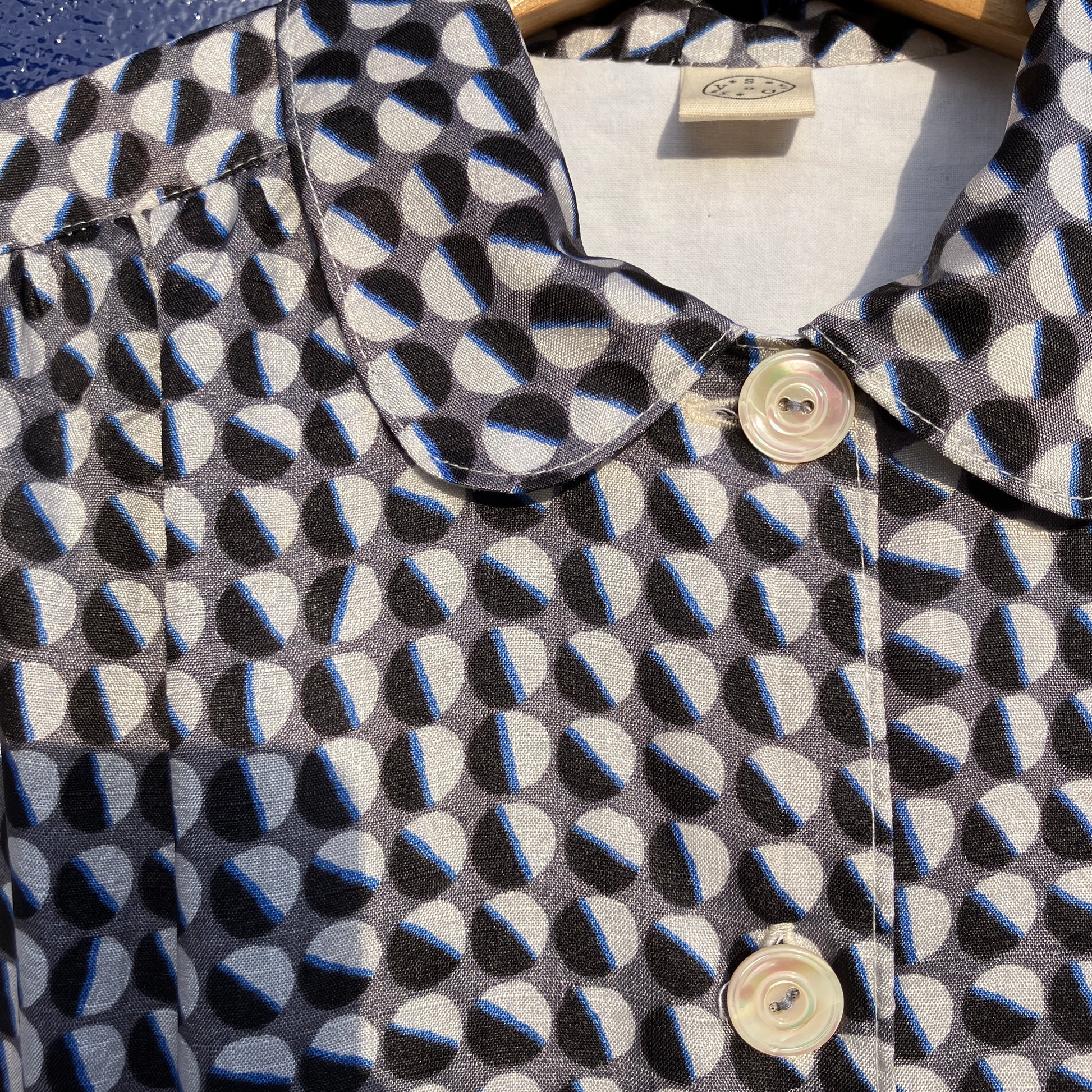 Geometric-print shirt made from reclaimed vintage fabric