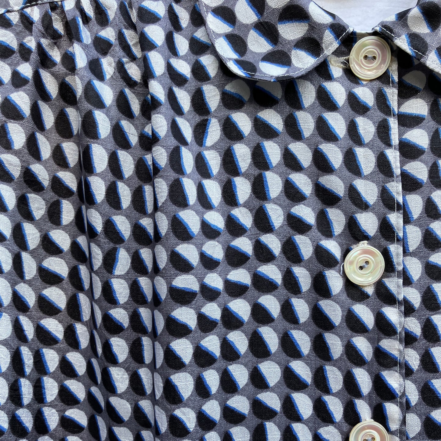 Geometric-print shirt made from reclaimed vintage fabric