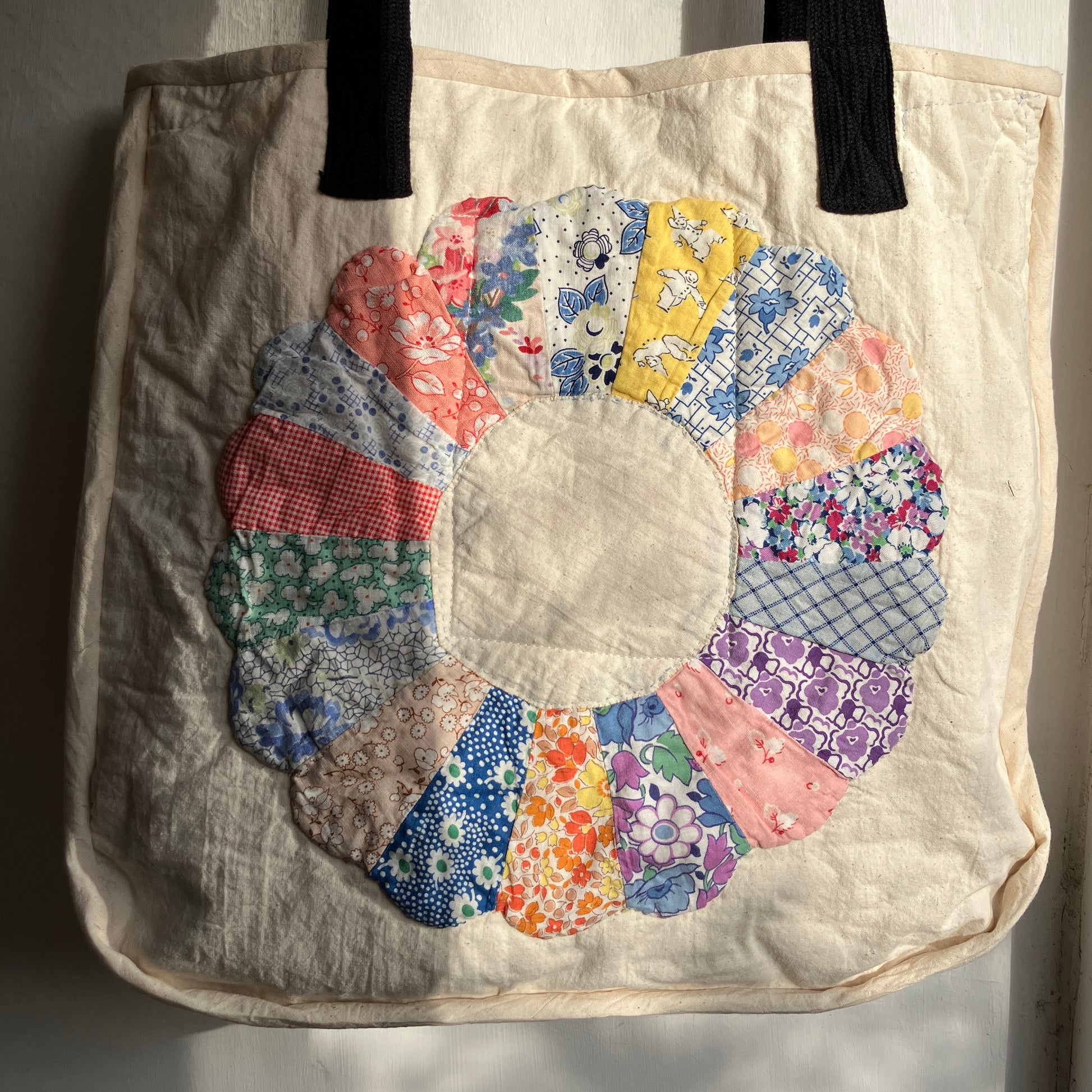 Tote bags with vintage patchwork and internal pocket