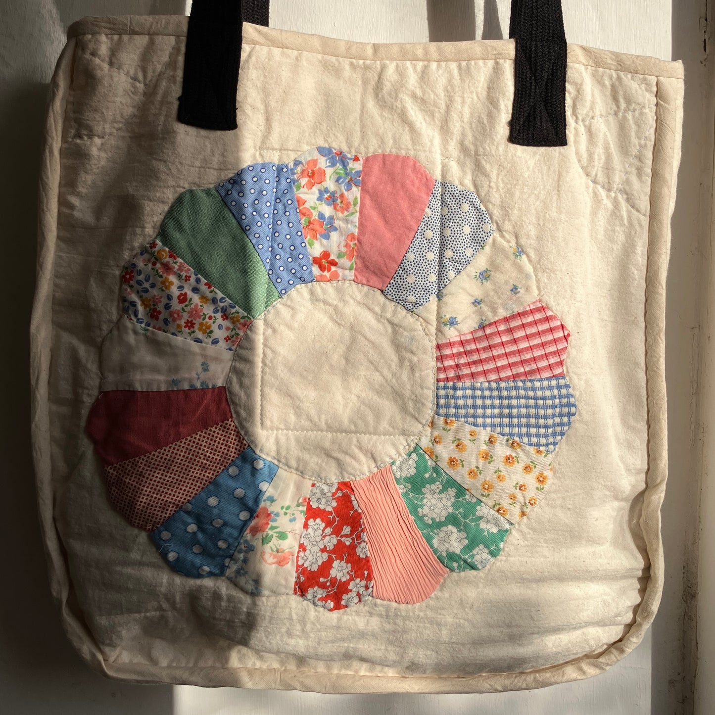 Tote bags with vintage patchwork and internal pocket