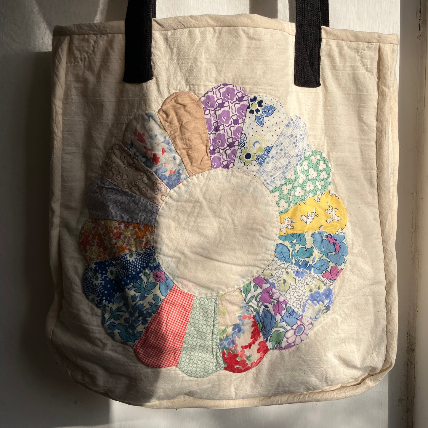 Tote bags with vintage patchwork and internal pocket