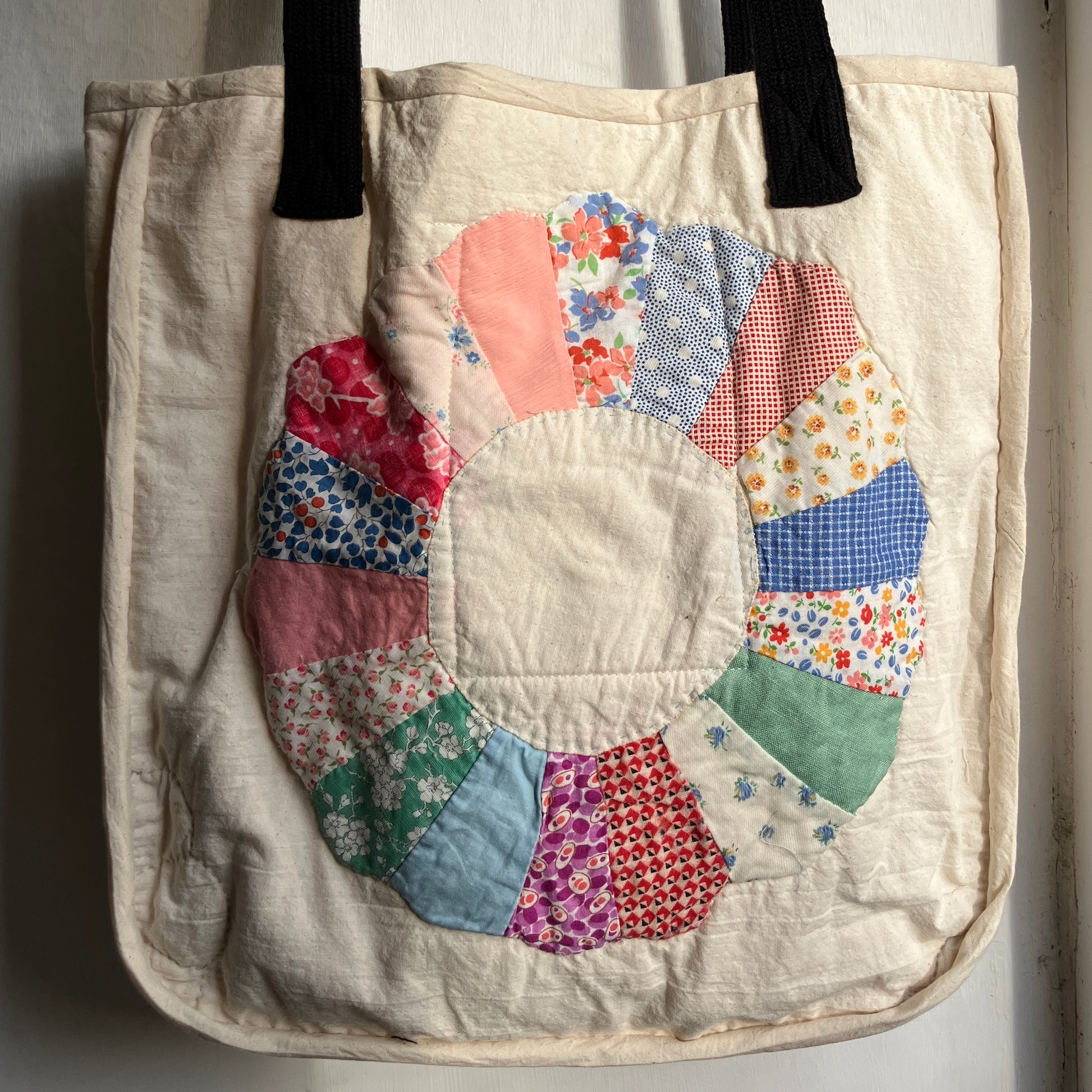 Tote bags with vintage patchwork and internal pocket