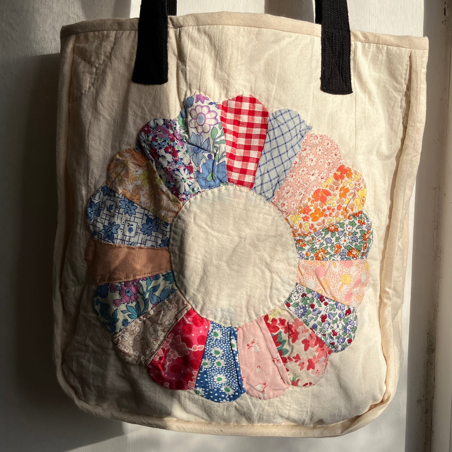 Tote bags with vintage patchwork and internal pocket