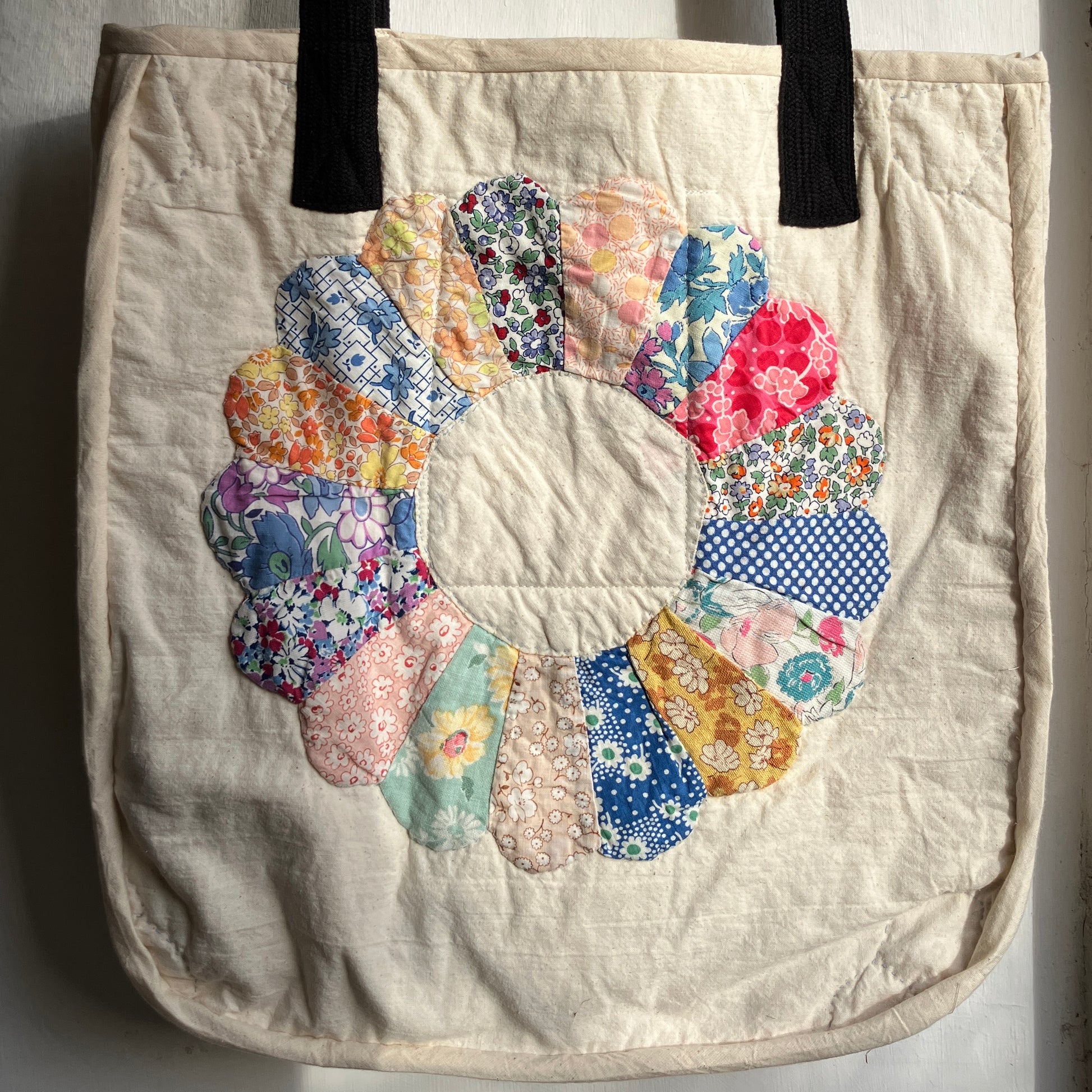 Tote bags with vintage patchwork and internal pocket