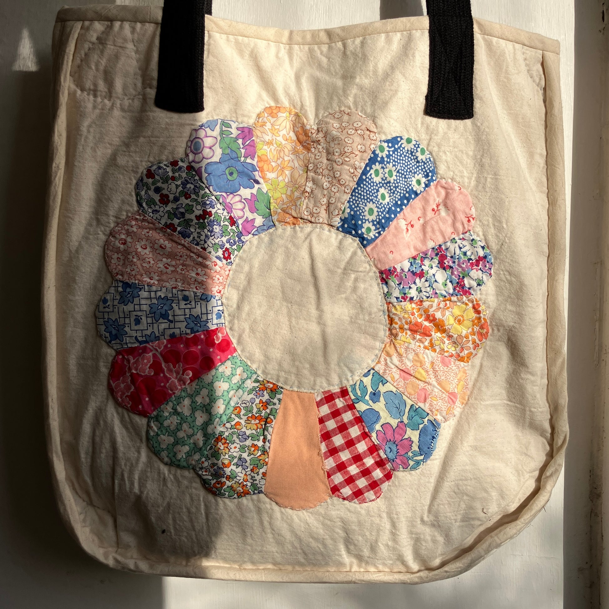 Tote bags with vintage patchwork and internal pocket