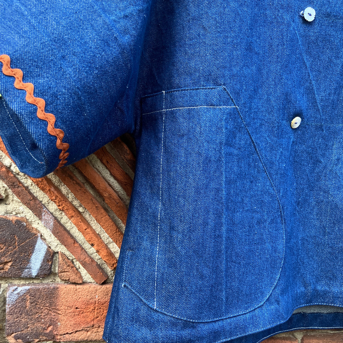 double breasted reclaimed denim boxy top