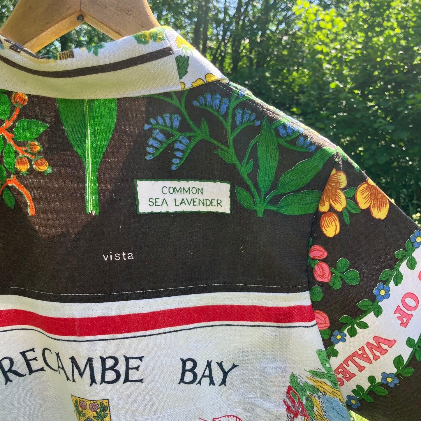 Shirt and shorts set made from vintage holiday souvenir tea towels