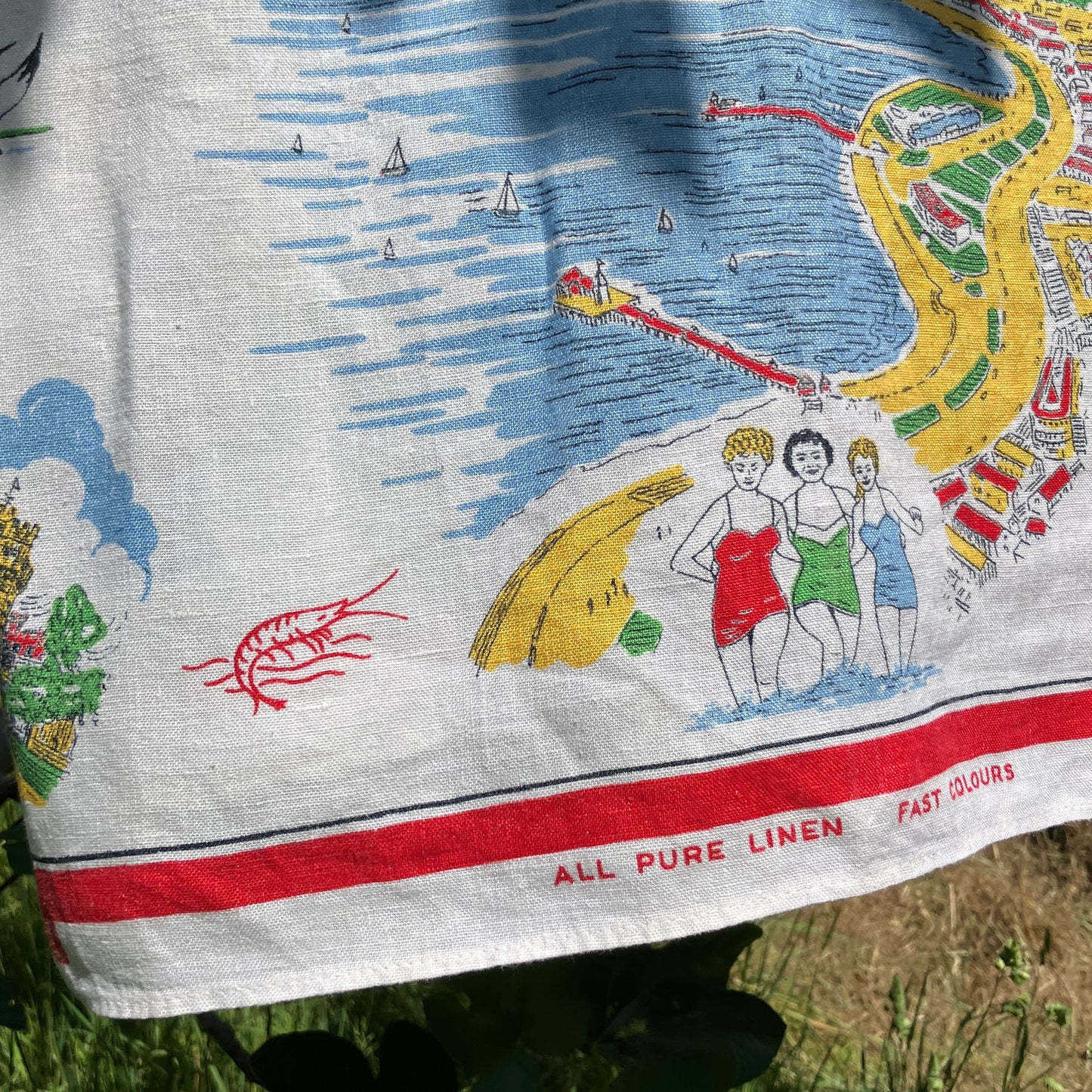 Shirt and shorts set made from vintage holiday souvenir tea towels