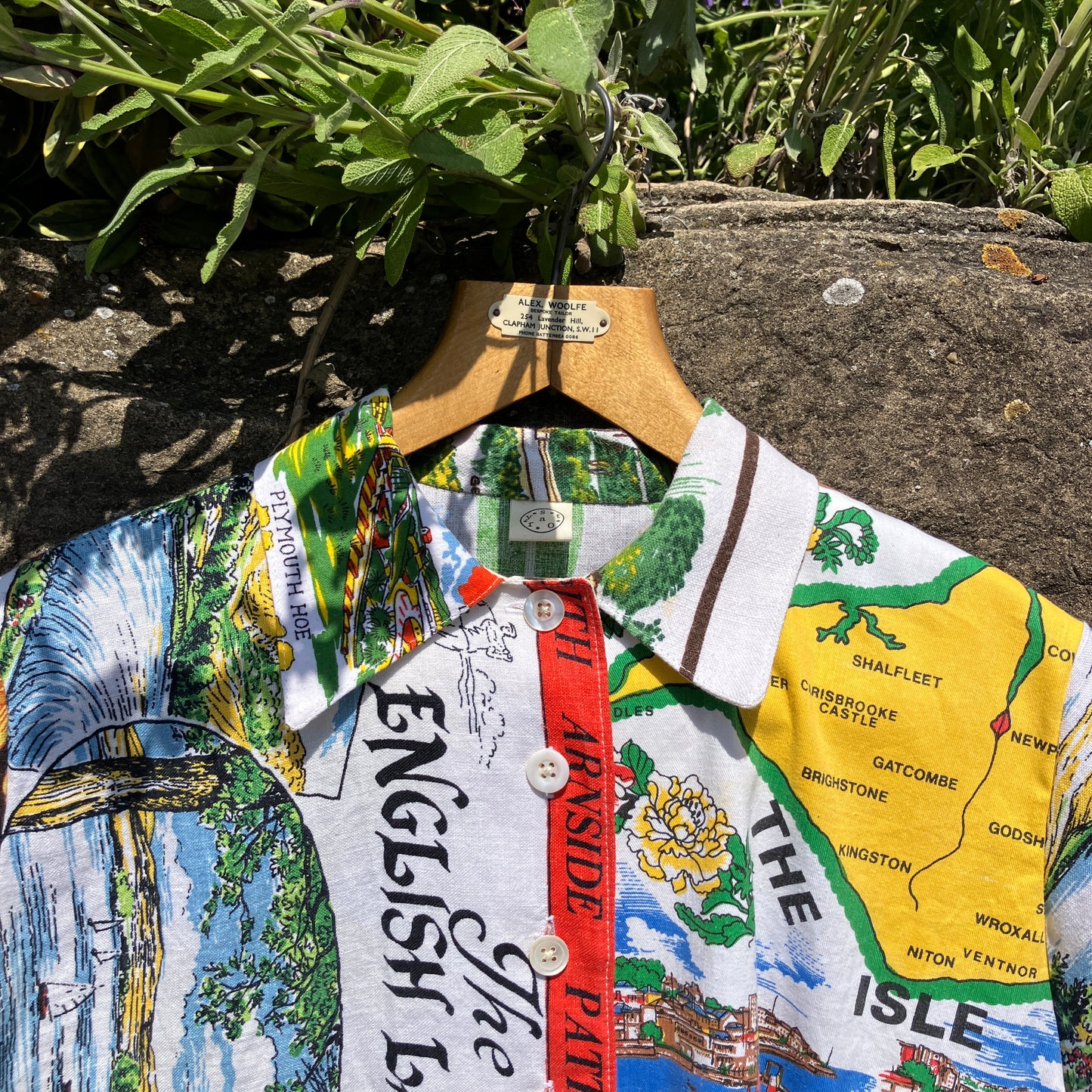 Shirt and shorts set made from vintage holiday souvenir tea towels