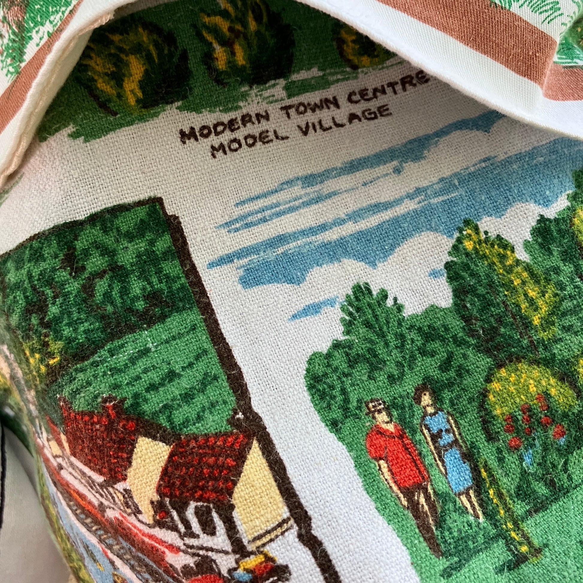 Shirt and shorts set made from vintage holiday souvenir tea towels
