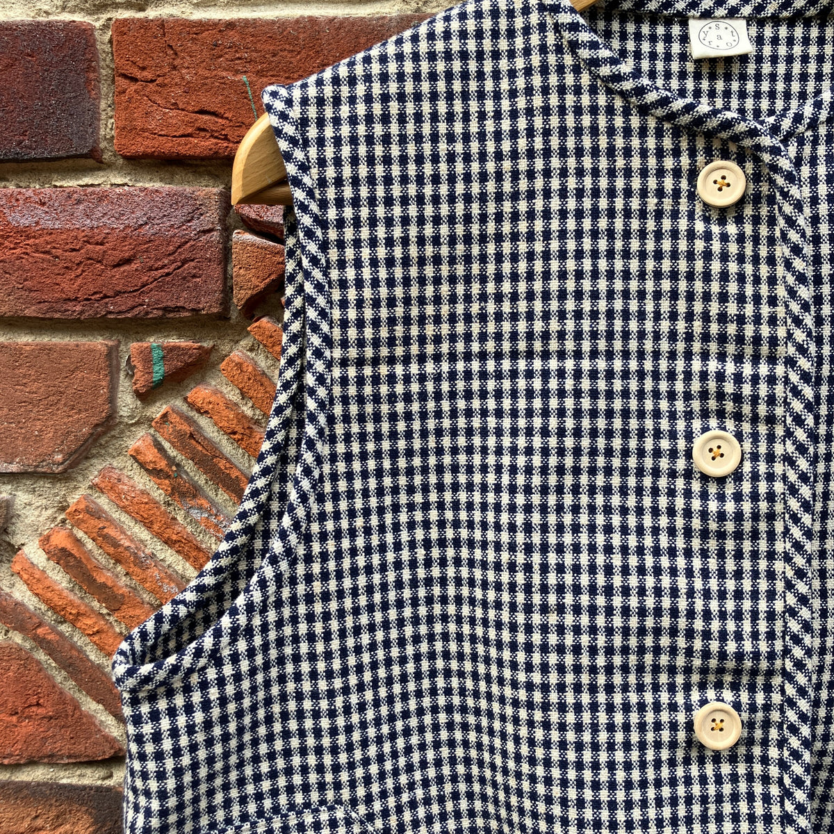 checked recycled wool vest 
