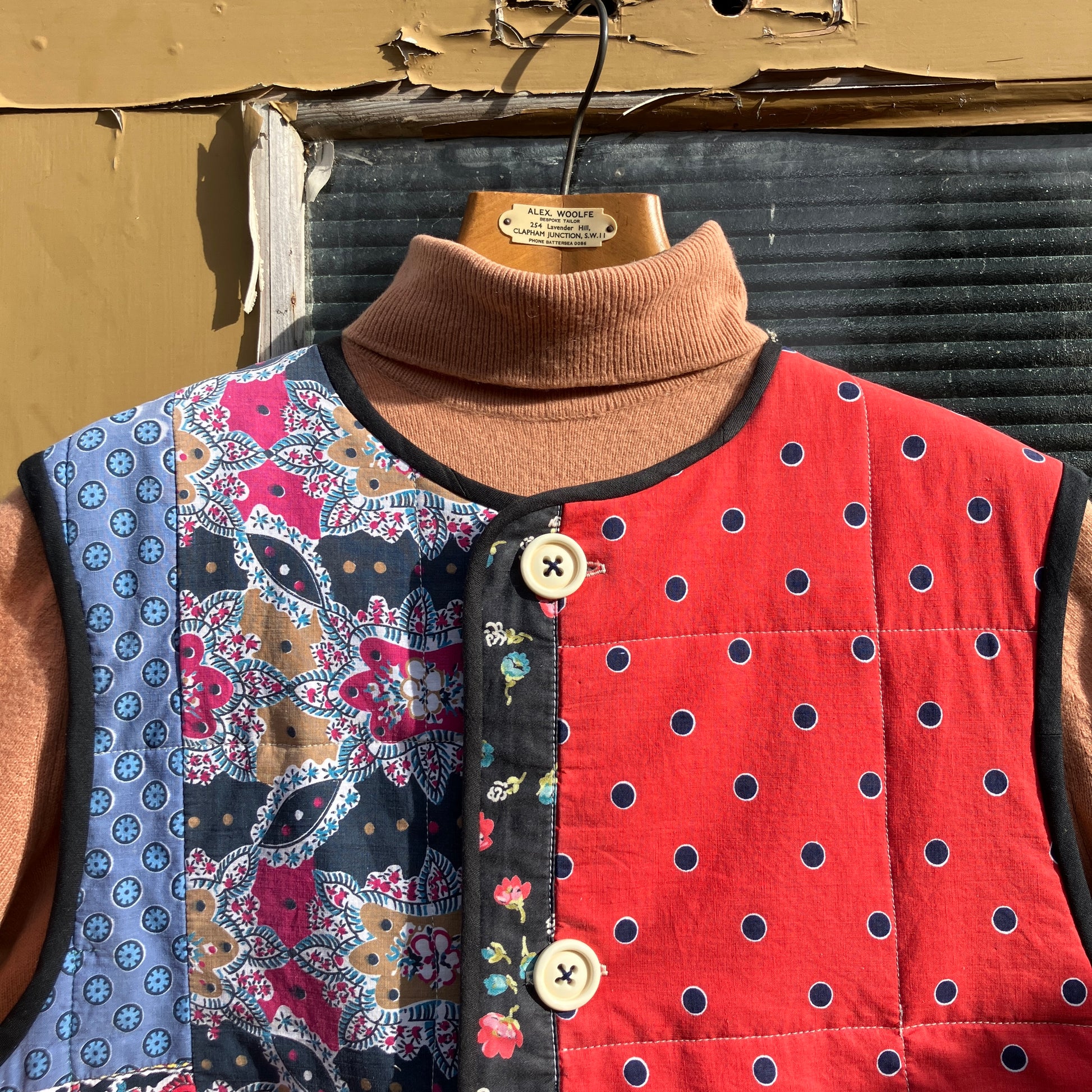 vest or waistcoat made from a vintage patchwork quilt