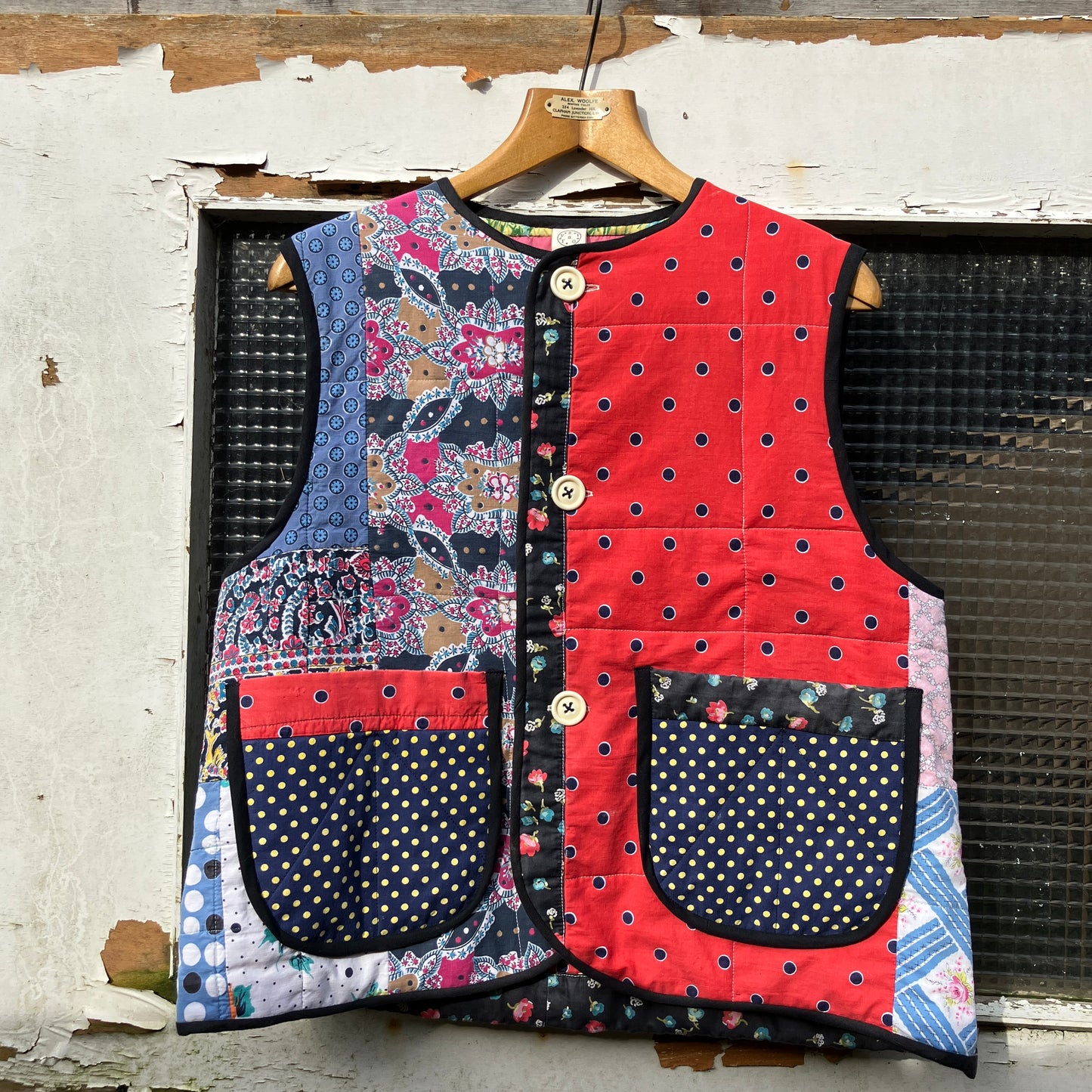 vest or waistcoat made from a vintage patchwork quilt