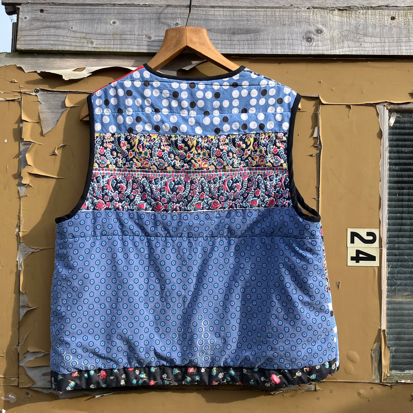 vest or waistcoat made from a vintage patchwork quilt