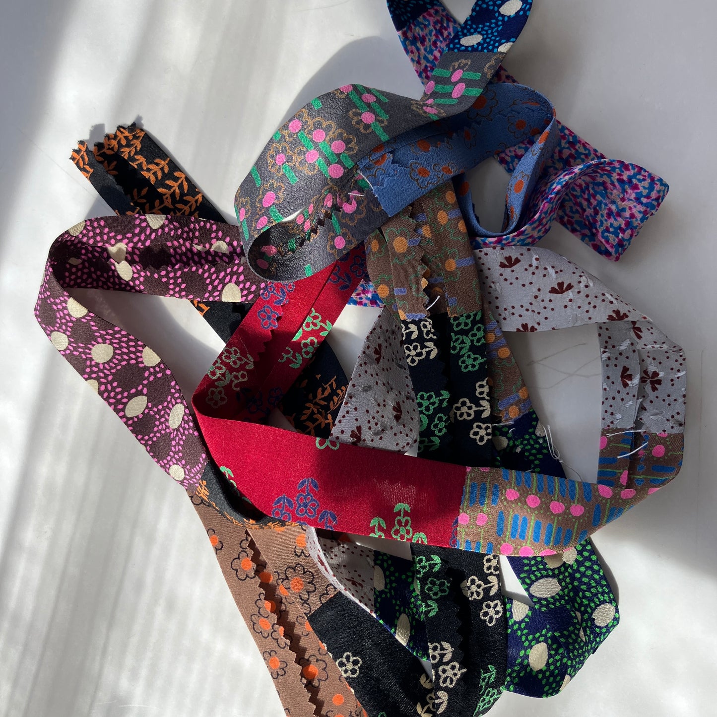 Patchwork blouse made from samples of 70s silk