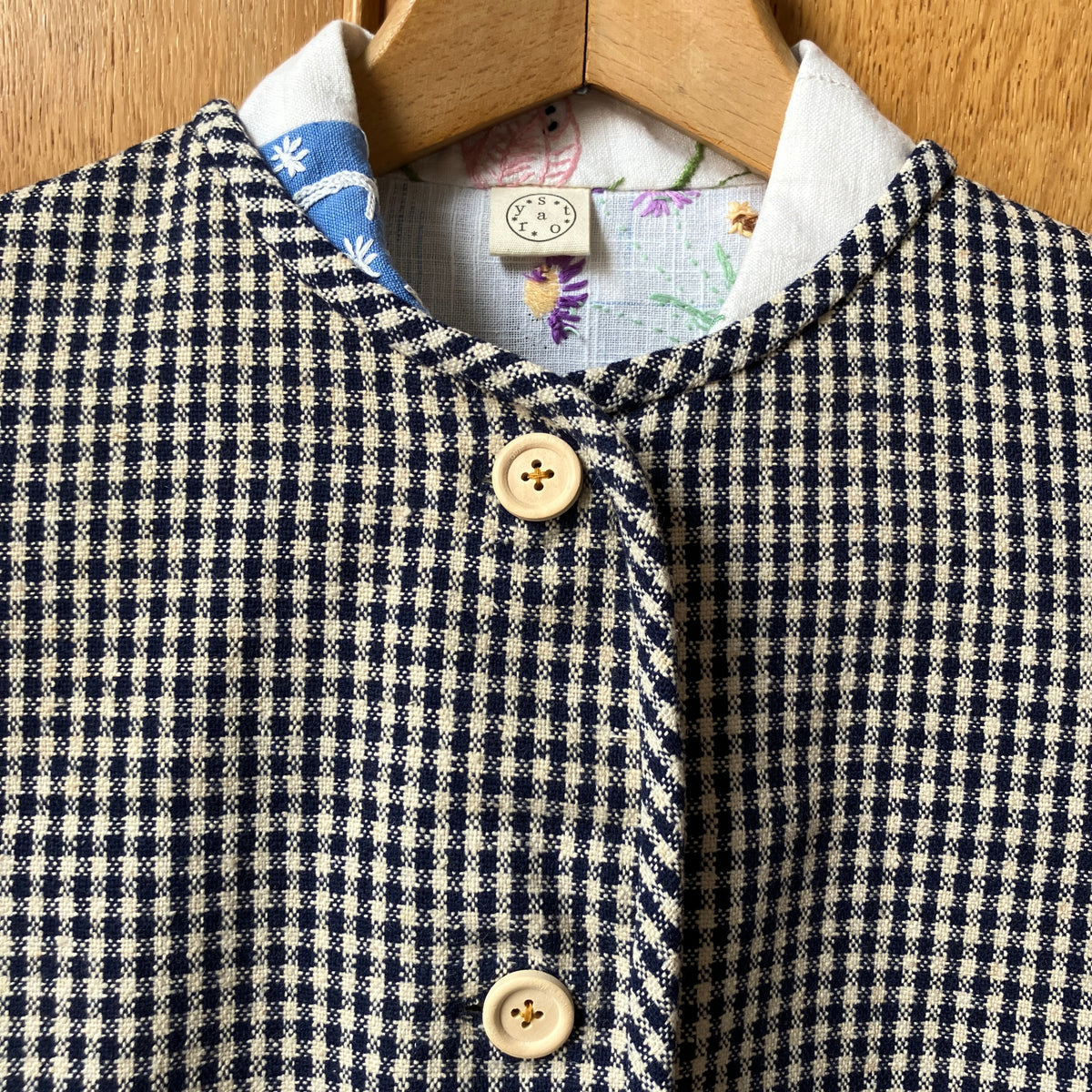 checked recycled wool vest 