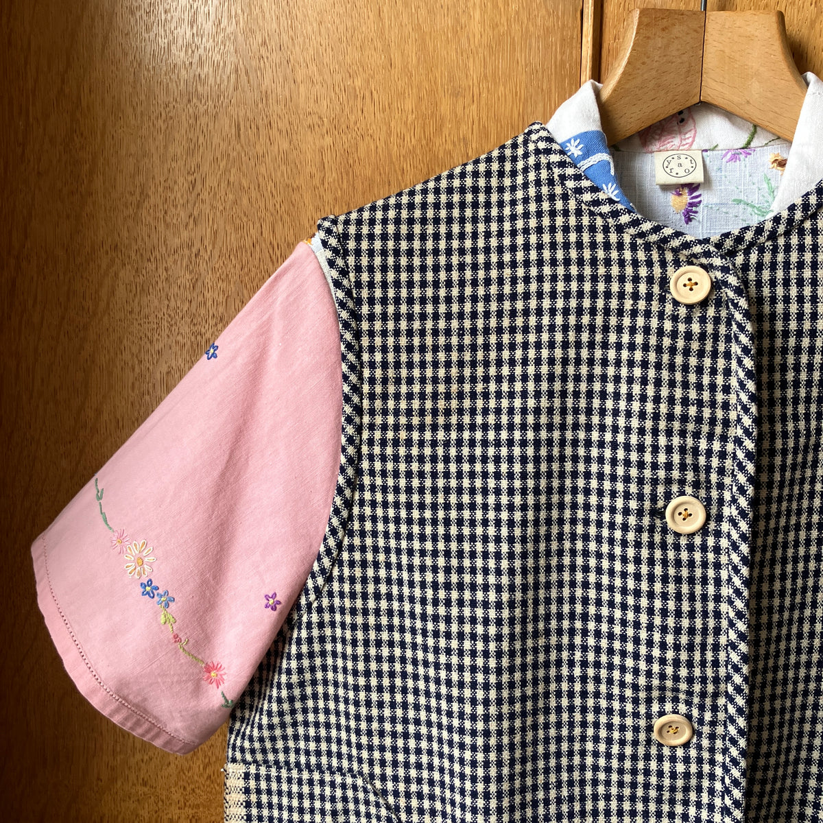 checked recycled wool vest 
