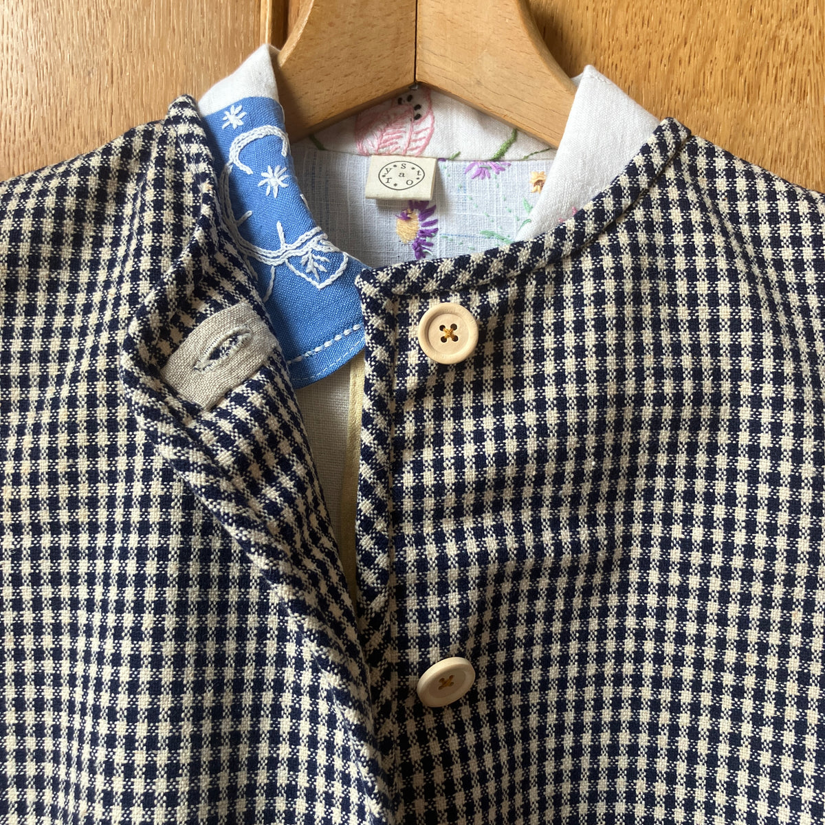 checked recycled wool vest 