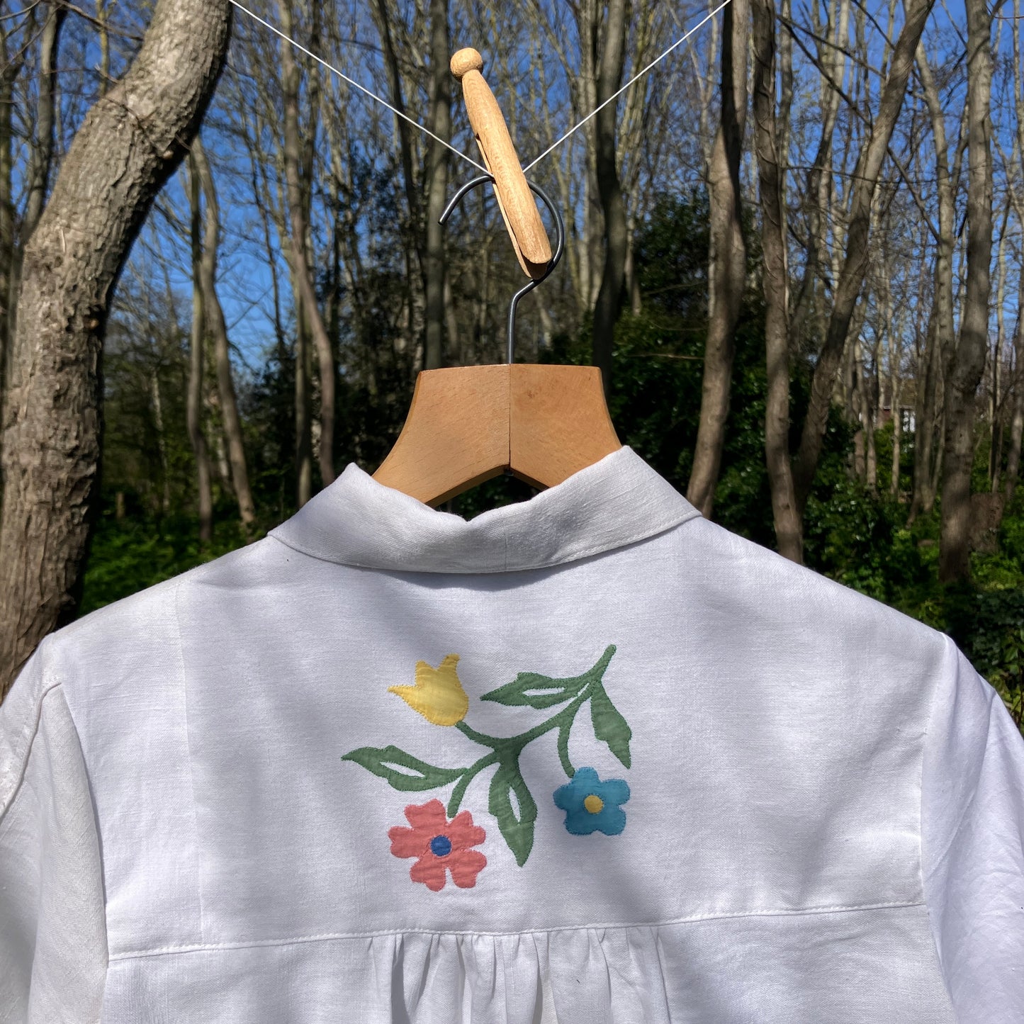 recycled linen applique shirt