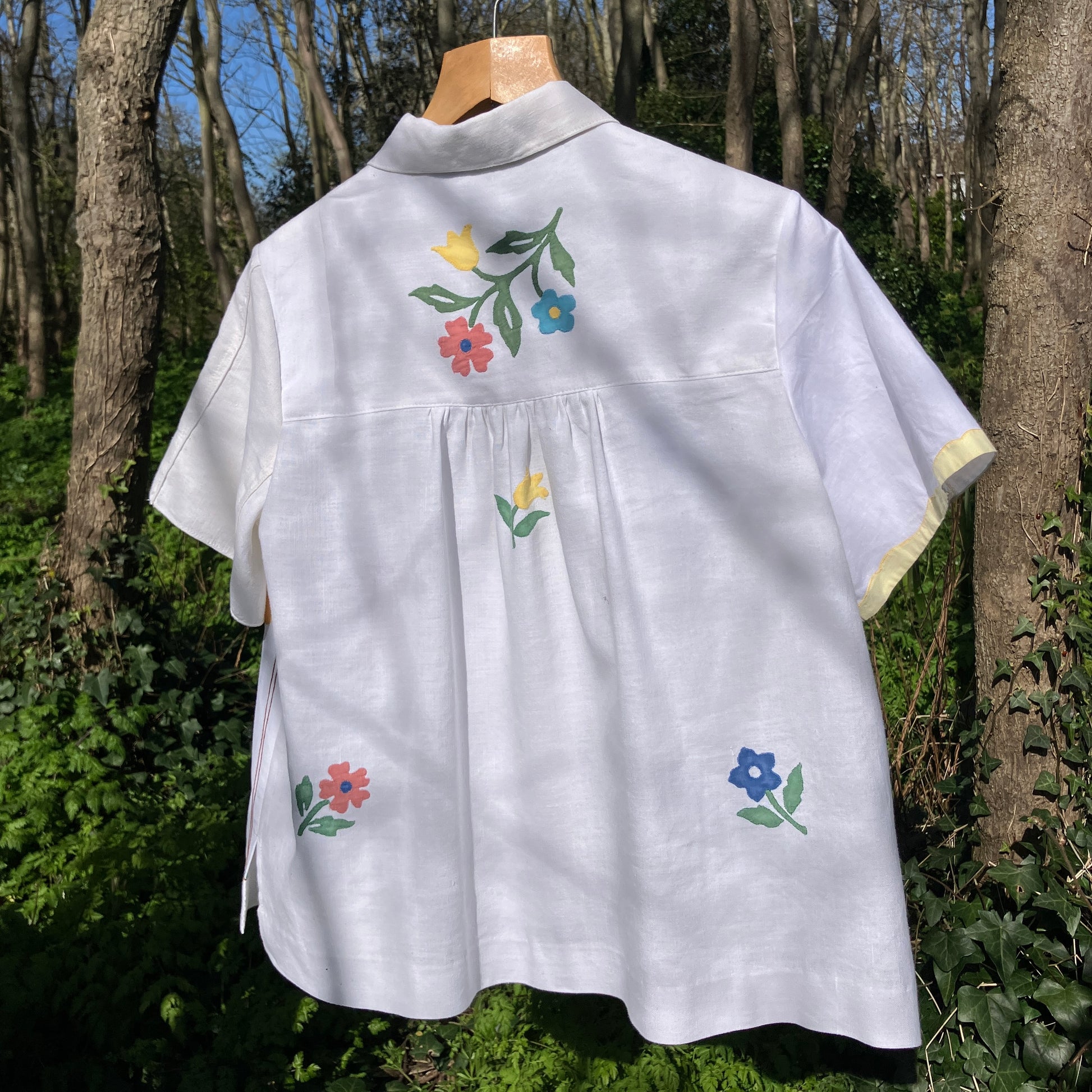 recycled linen applique shirt
