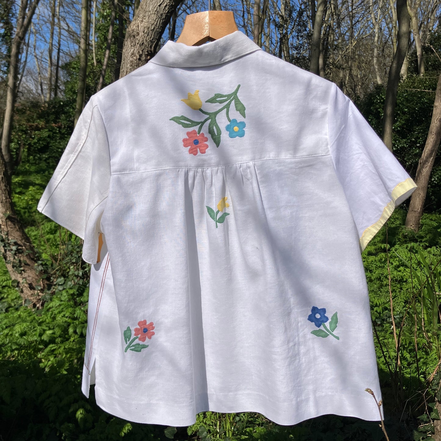 recycled linen applique shirt