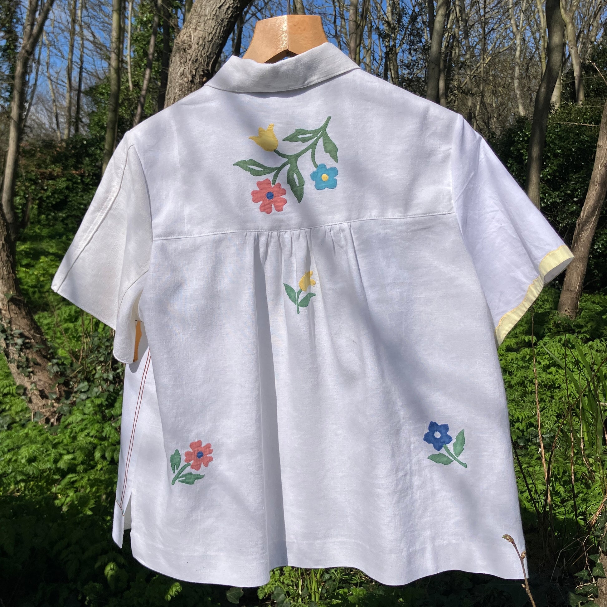 recycled linen applique shirt
