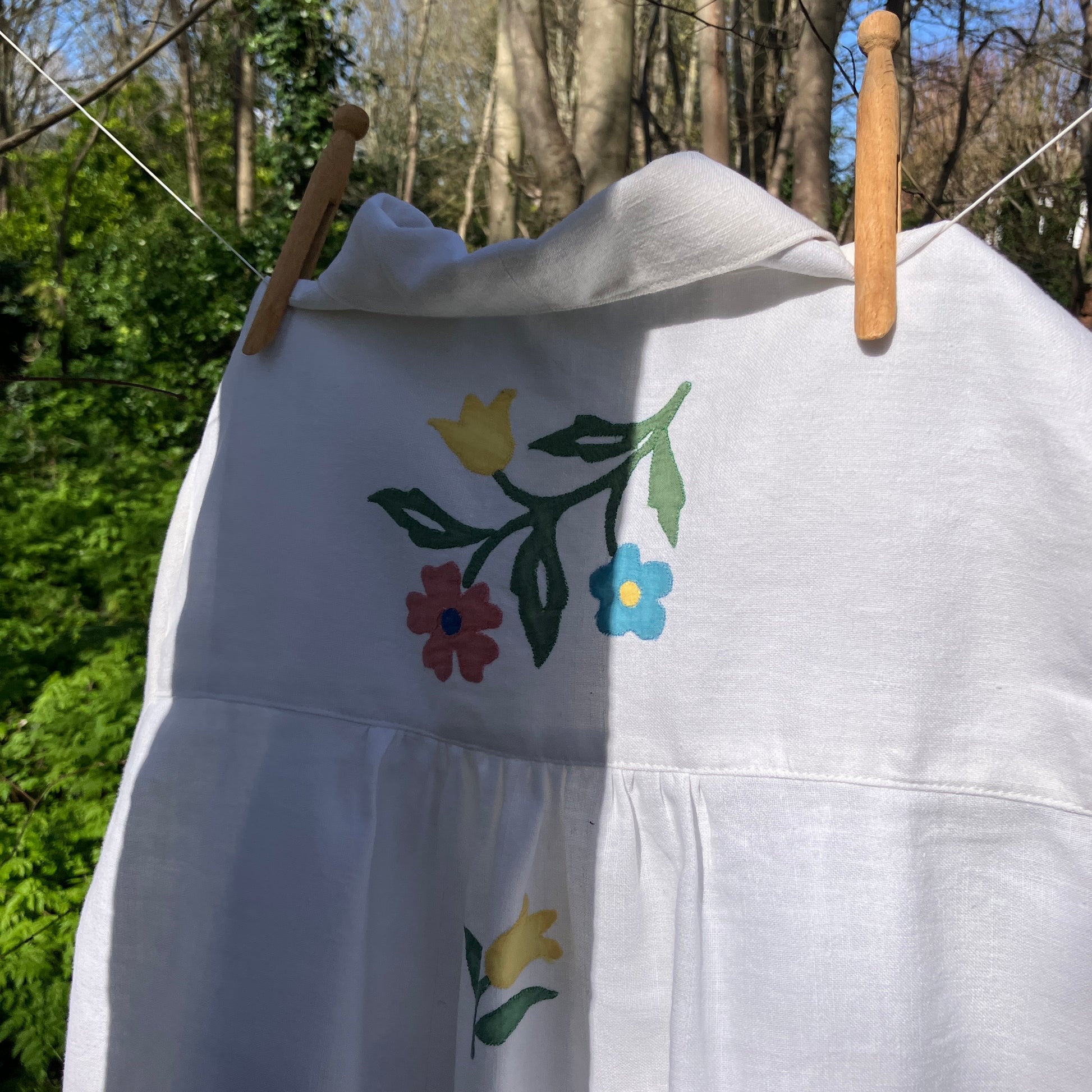 recycled linen applique shirt
