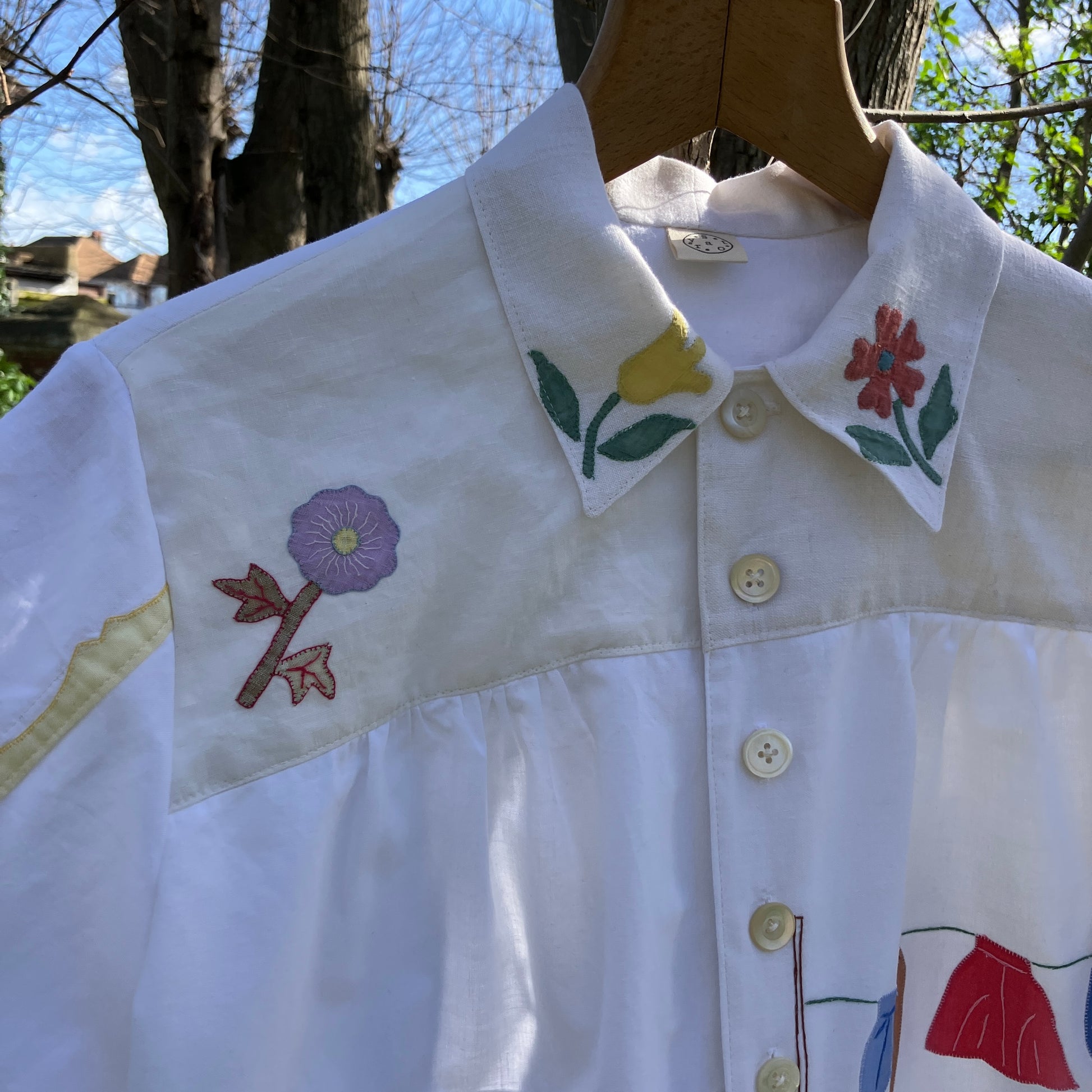 recycled linen applique shirt